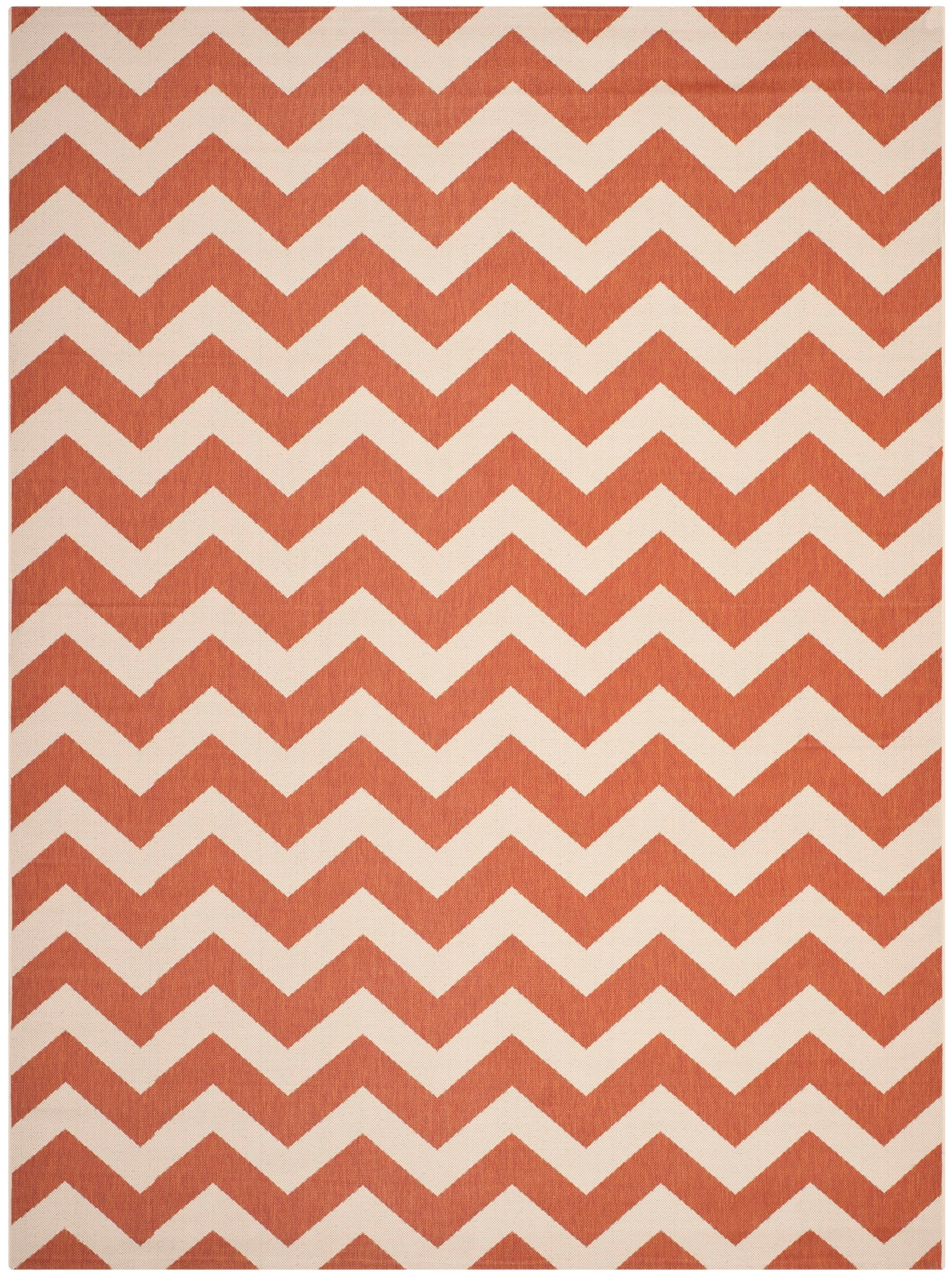 Safavieh CY6244-241-8 Courtyard Aiea 8 x 11 (ft) Loomed Polypropylene Terracotta/Beige Rectangular Indoor/Outdoor Chevron Coastal Area rug