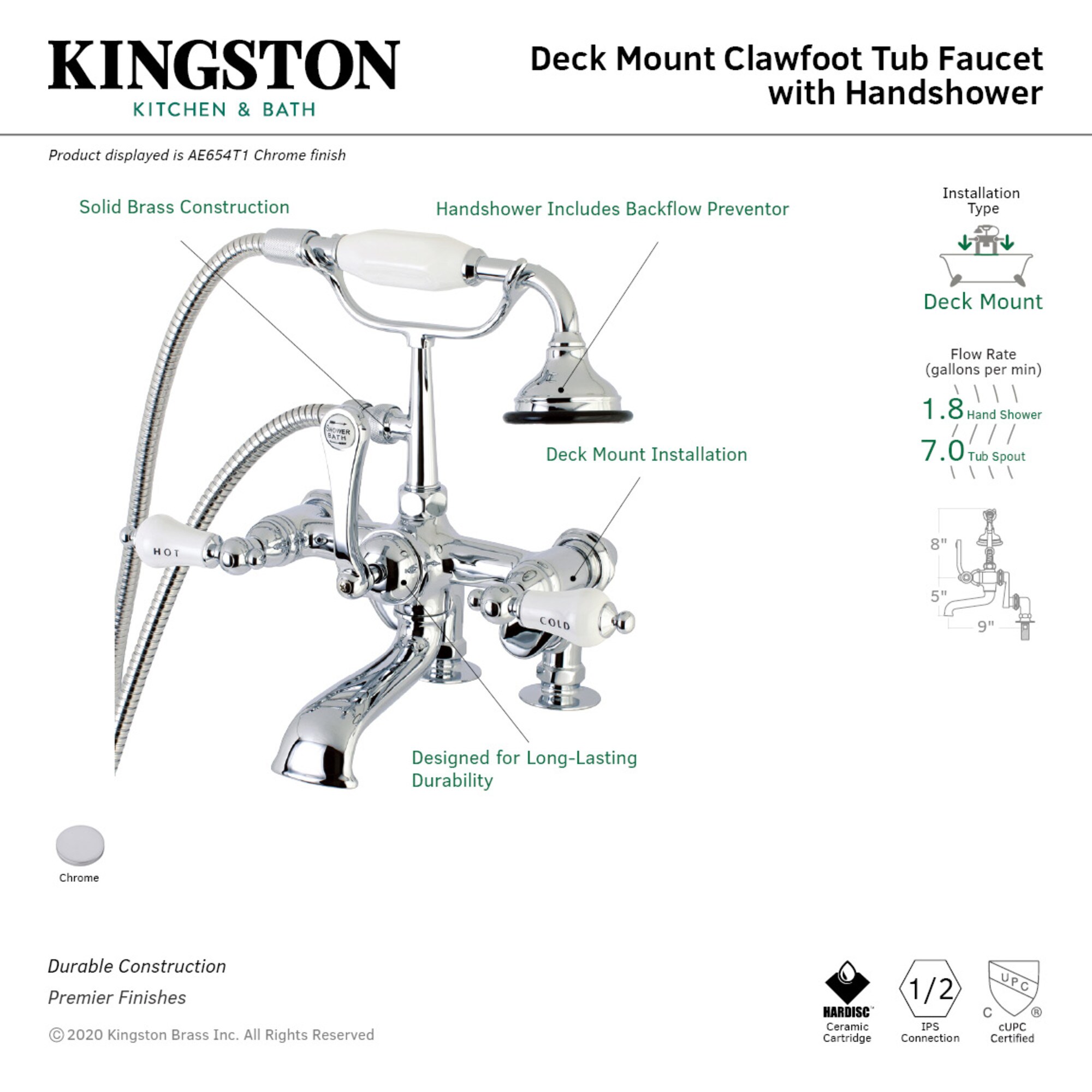 Kingston Brass WLAE654T1 Roman-Tub-Faucets - View #3
