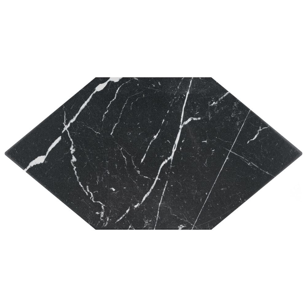 Affinity Tile S1FCD7MQBK Sample - Timeless Marquina Kayak 7-in x 13-in Matte Porcelain Hexagon Floor and Wall Tile