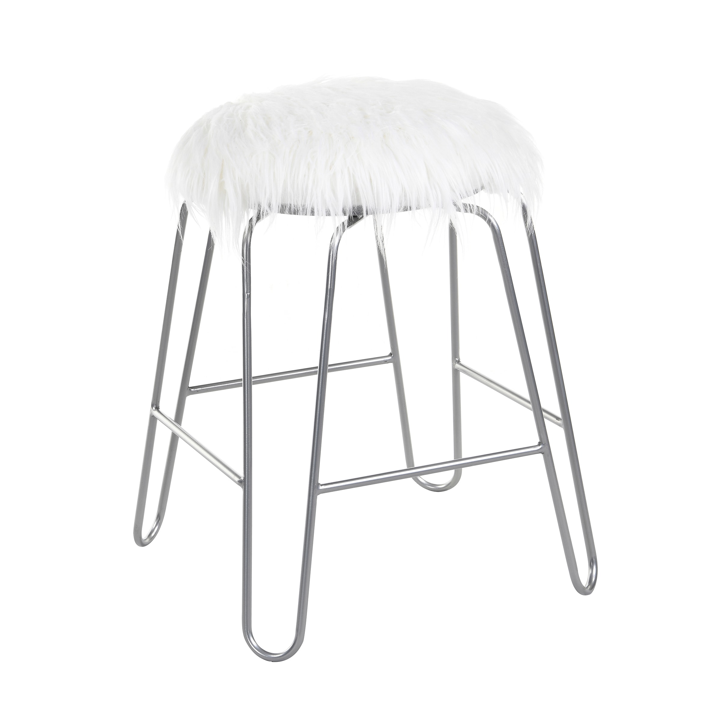 White fur vanity discount stool