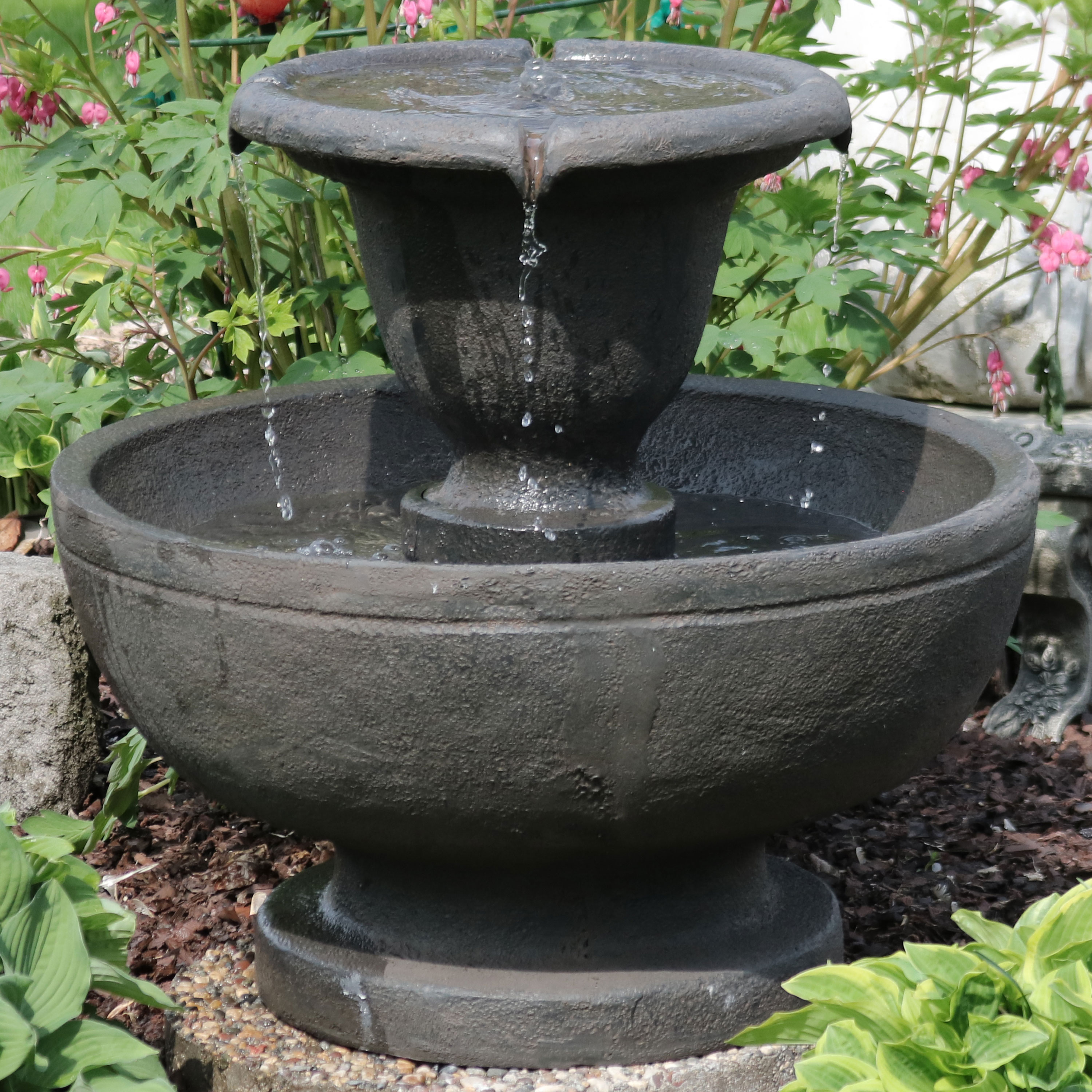 Sunnydaze Decor 25-in H Resin Tiered Outdoor Fountain Pump Included in ...