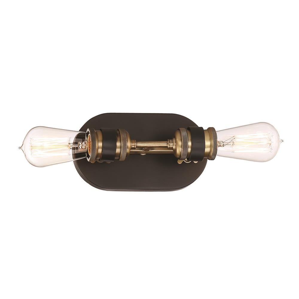 Vintage Bronze Industrial Bathroom Sconce with Brass Accents
