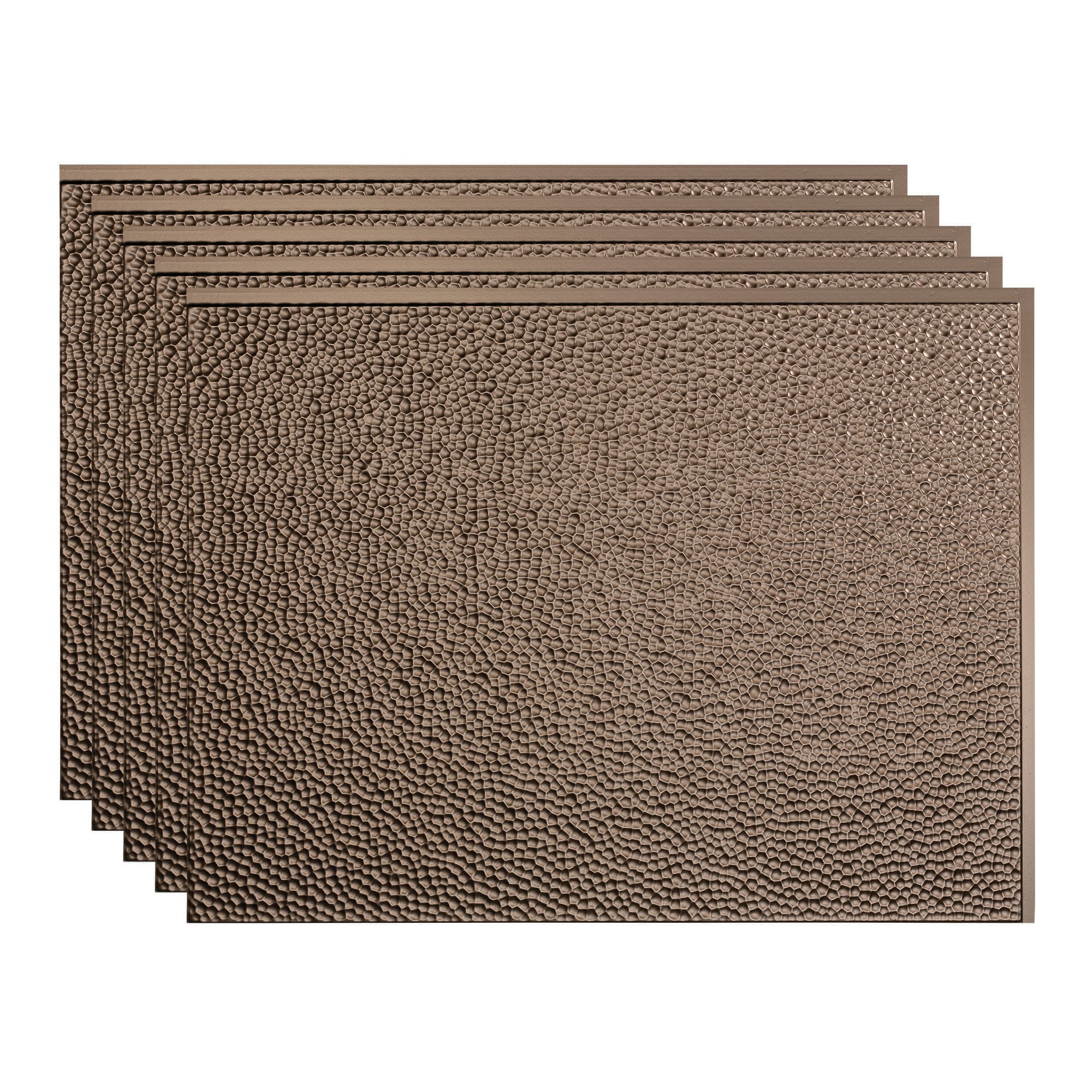 Fasade PB5528 Hammered 18.25-in x 24.25-in Vinyl Argent Bronze Backsplash Panels 5.0 -Pack