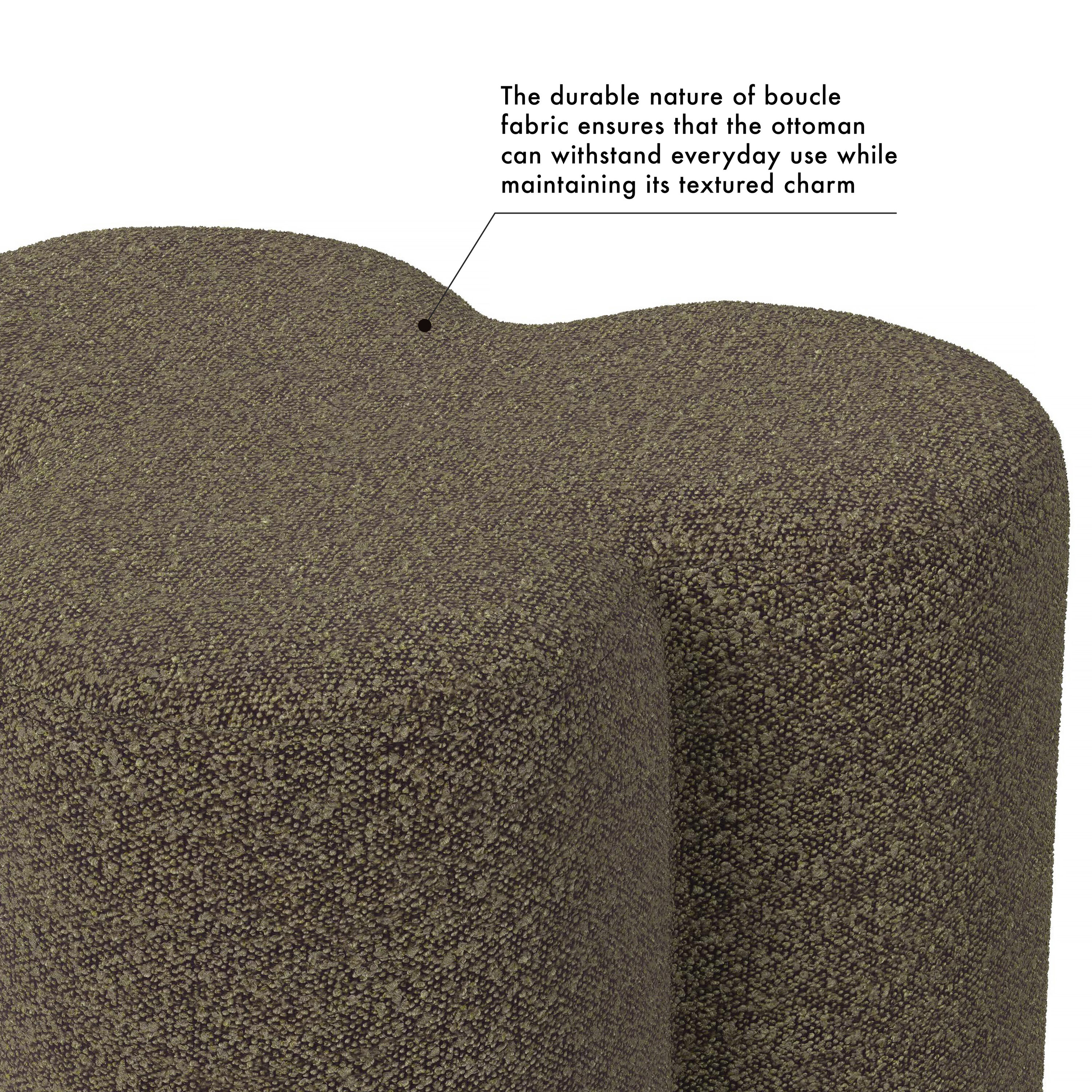 Dark Brown Boucle Square Accent Ottoman with Foam Frame