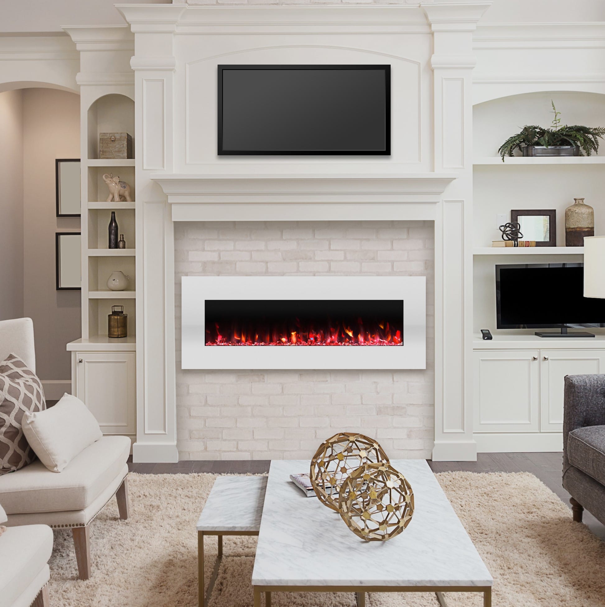 Hastings Home 54-in W White LED Electric Fireplace 452047CHP Sansujyuku sansujyuku.com