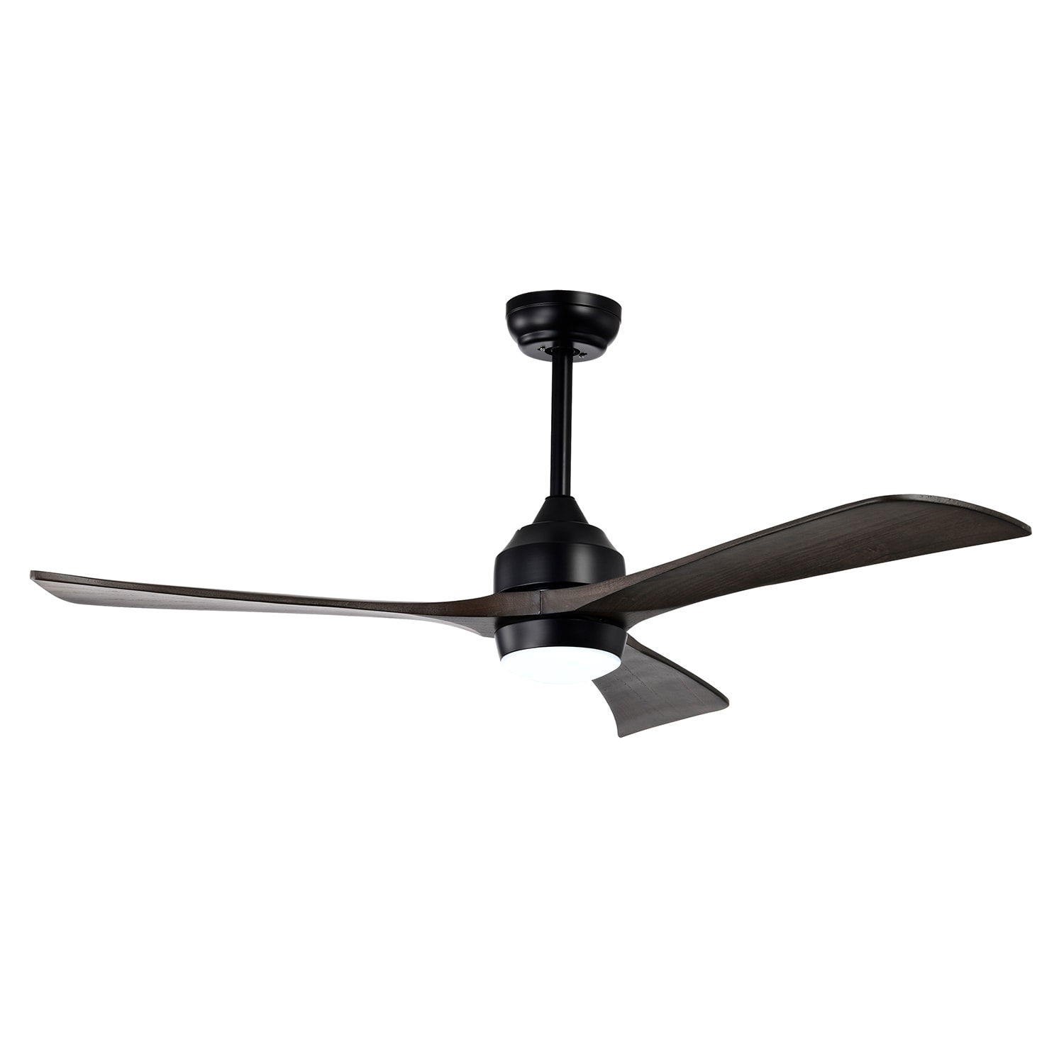 Bybafun YB5700014 52-in Integrated LED Black with Finished Blades Ceiling Fan With Light and Remote ( 3 -Blade )