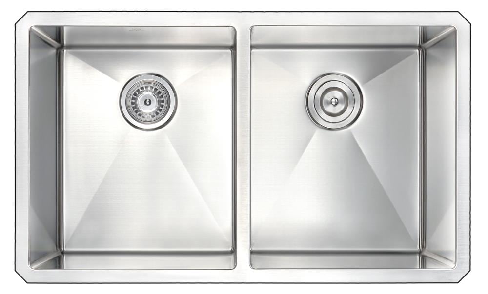 ANZZI Vanguard Undermount 32-in x 19-in Satin Double Equal Bowl 