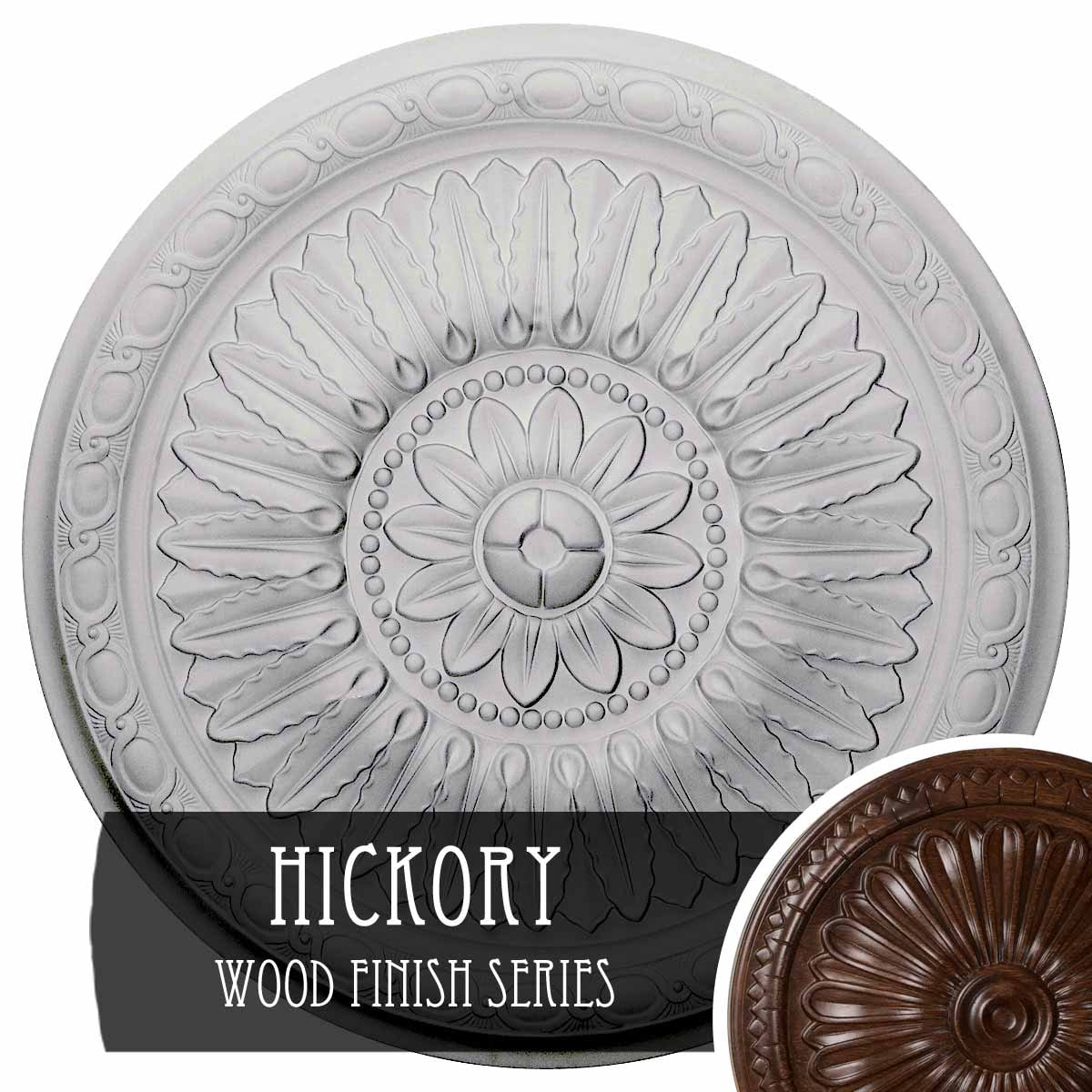 Ekena Millwork CM24TEHIS Temple 24-in W x 24-in L Hickory Polyurethane Ceiling Medallion