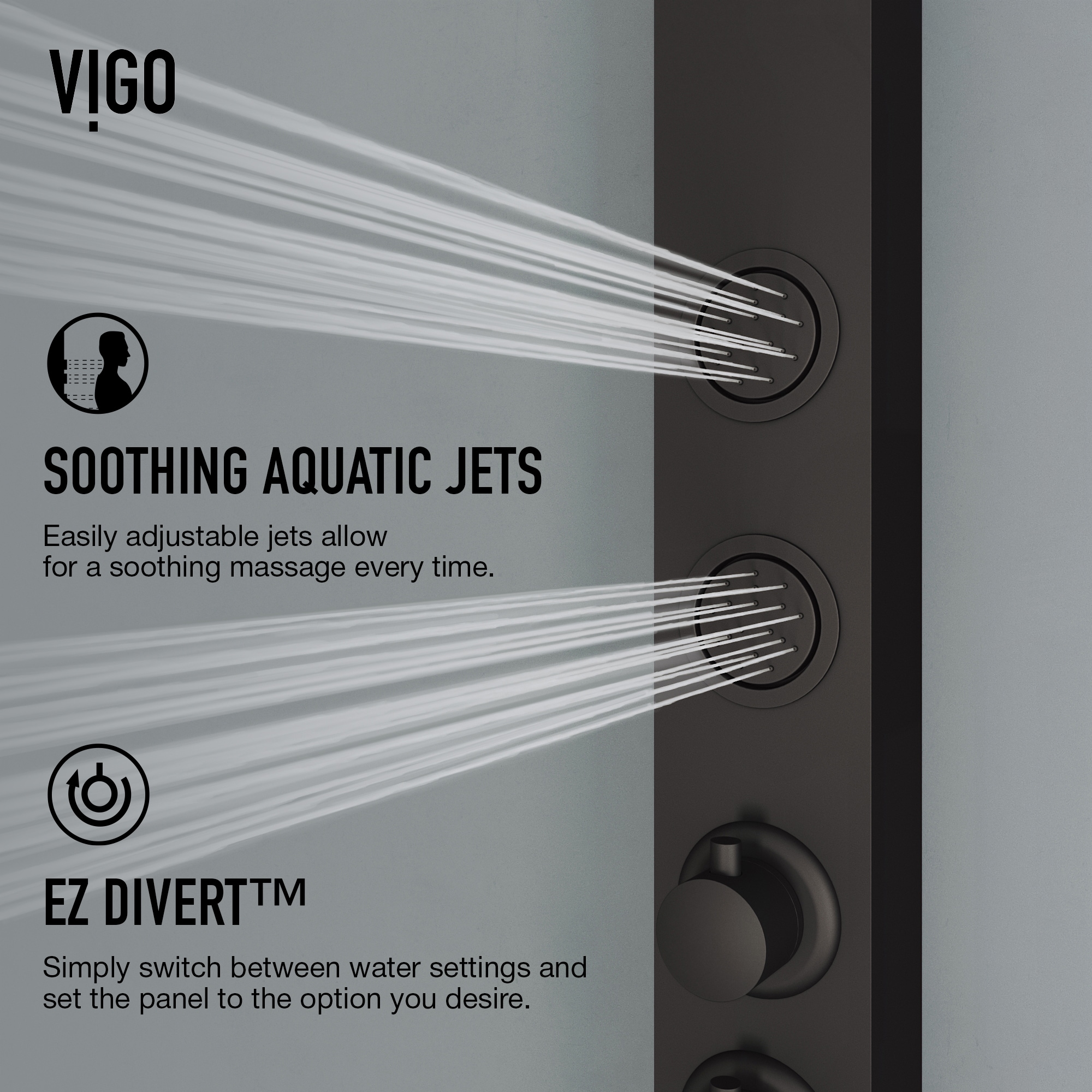 VIGO VG08018MB Showerhead-Bar-Panels - View #5
