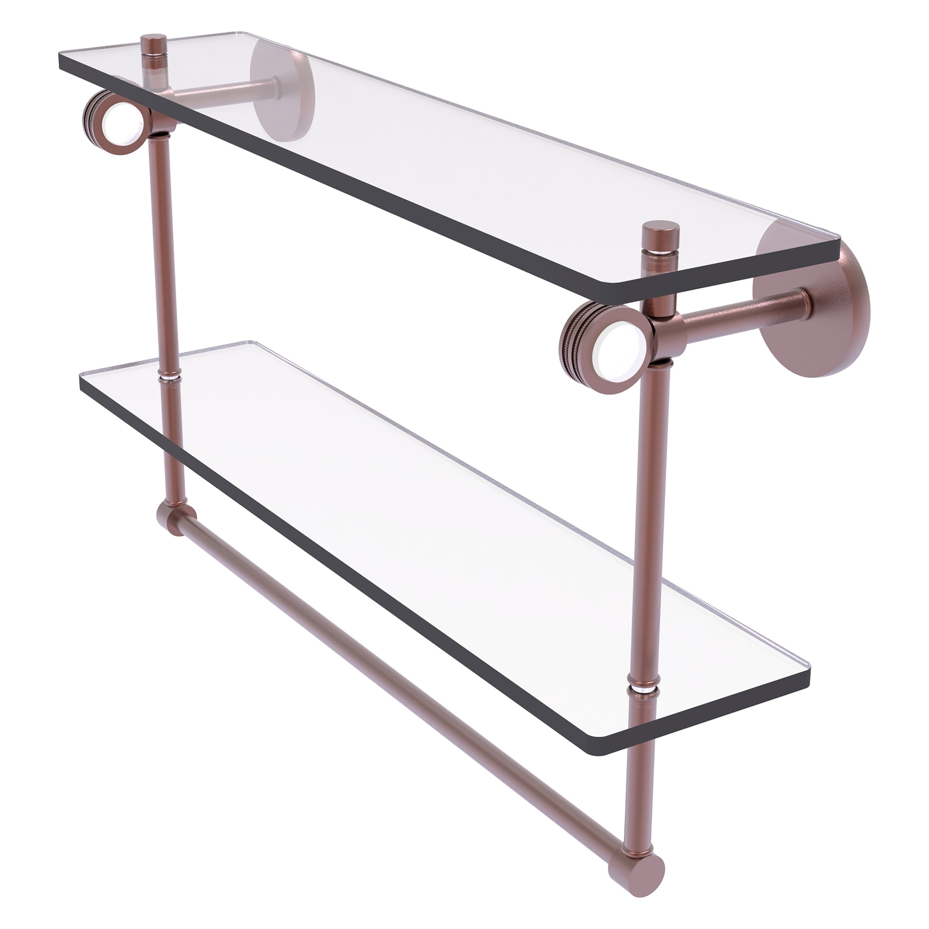Allied Brass CV-2TBD-22-CA Clearview Antique Copper 2 -Tier Wall mount Bathroom Shelf ( 22-in x 12.8-in x 5-in )