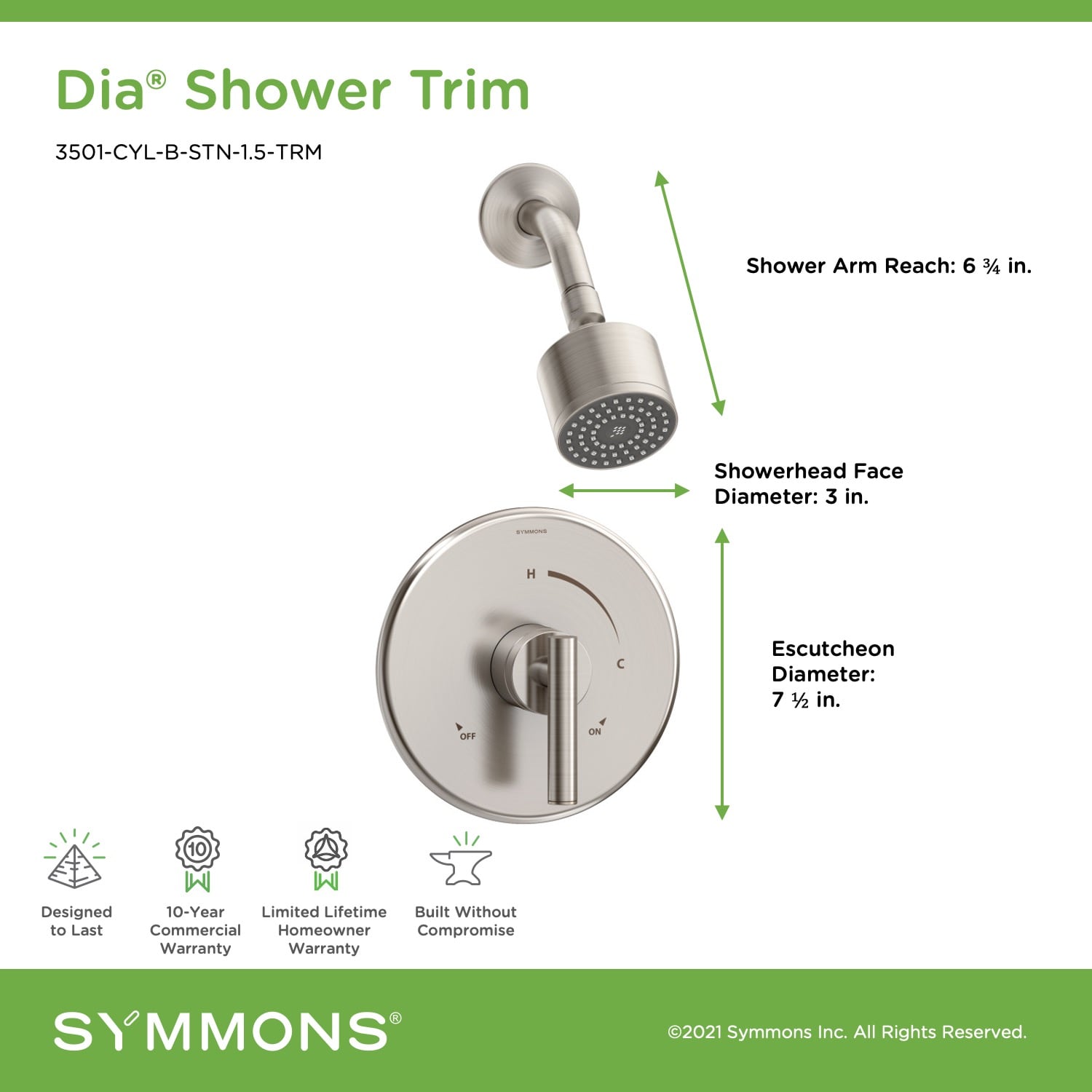 Symmons 3501CYLBSTN1.5TRM Tub-Shower-Faucets - View #2