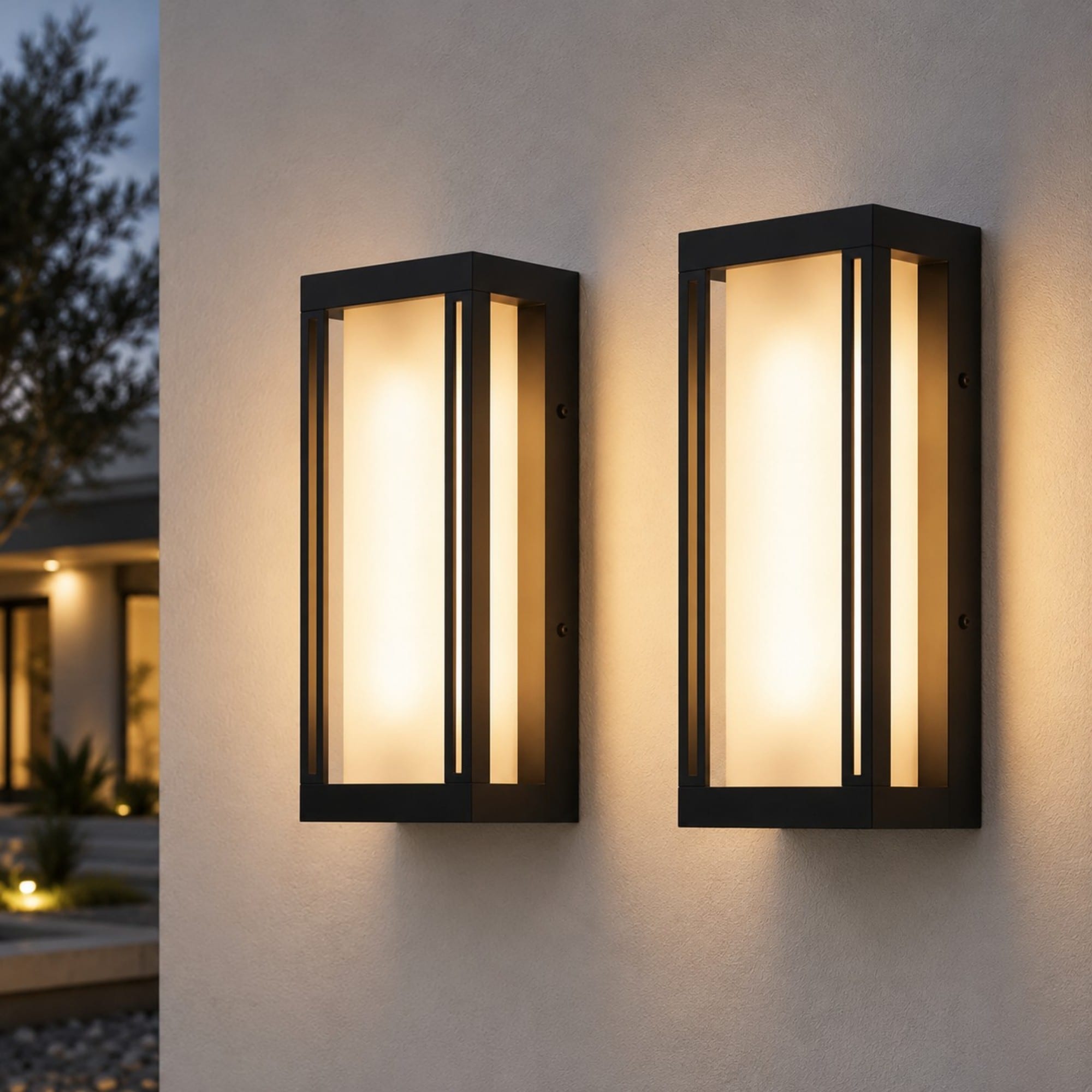 Maxax Montpelier 2 -Pack 14.5-in H Matte Black Hardwired Dusk to Dawn Integrated LED Outdoor Wall Light