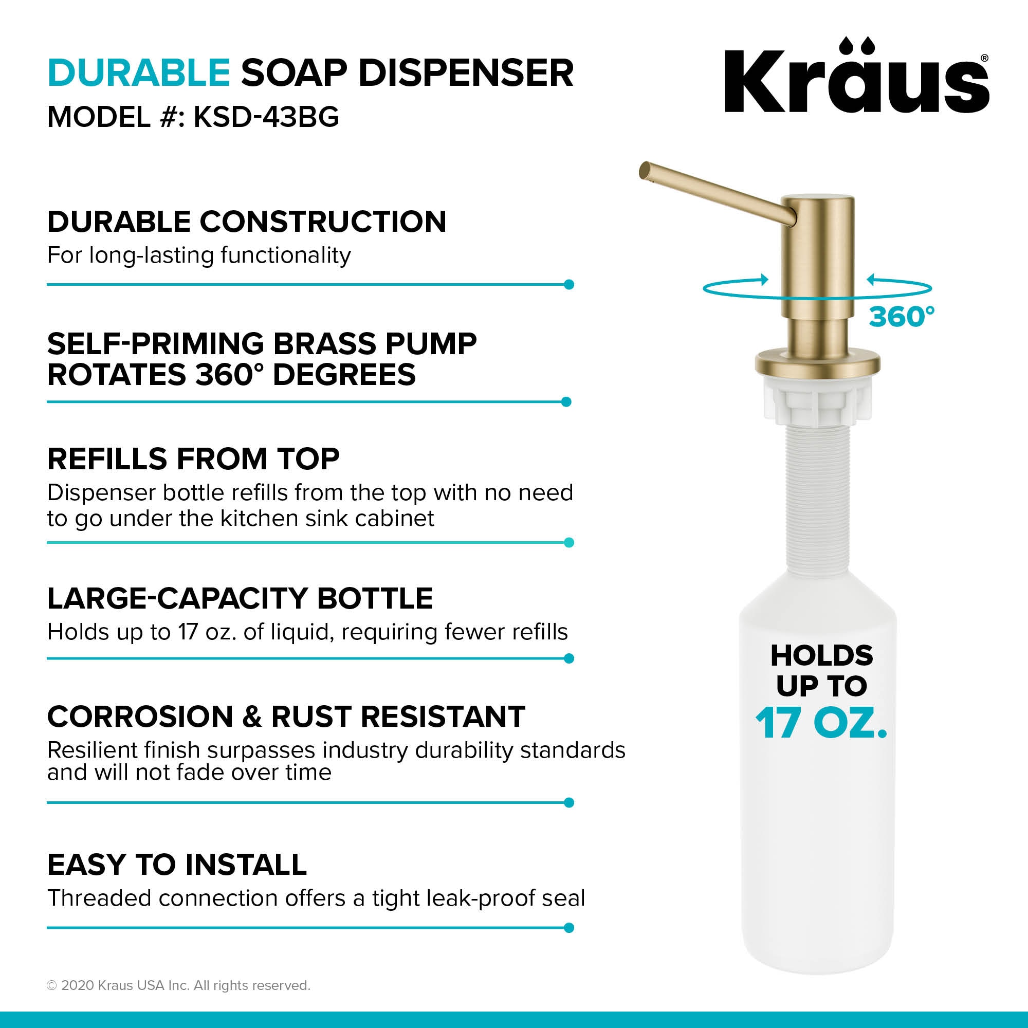 Kraus USA, Accessories, Soap & Lotion Dispensers