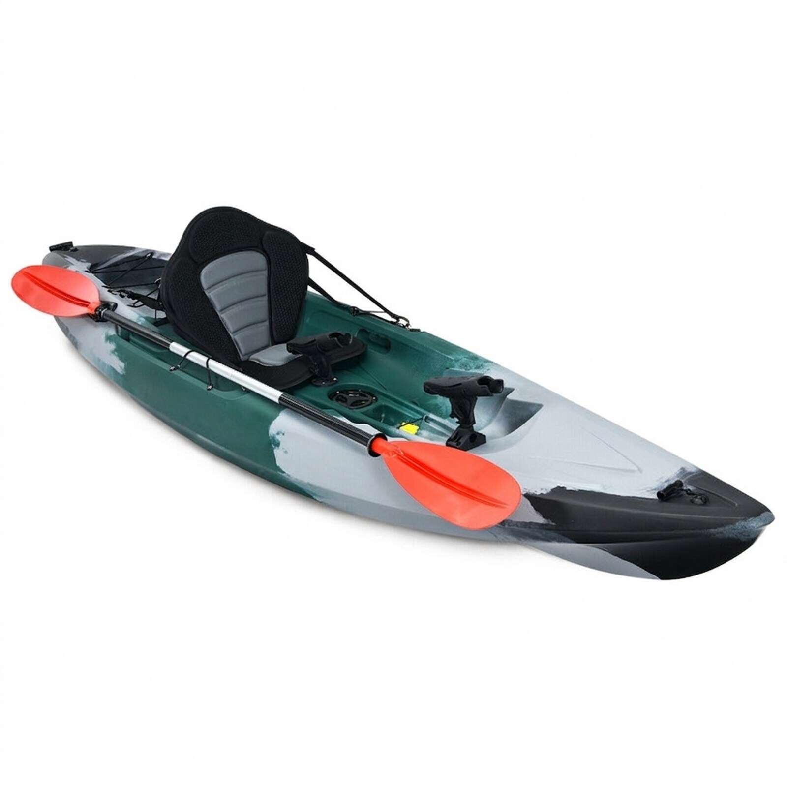 SUGIFT 9.7-ft Sit-on-Top Fishing Kayak 1-Person LLDPE Kayak Boat with 4 Rod Holders V-Chine Hull 4-Position Footrest 276-lb Capacity 7.7-ft Paddle Gray