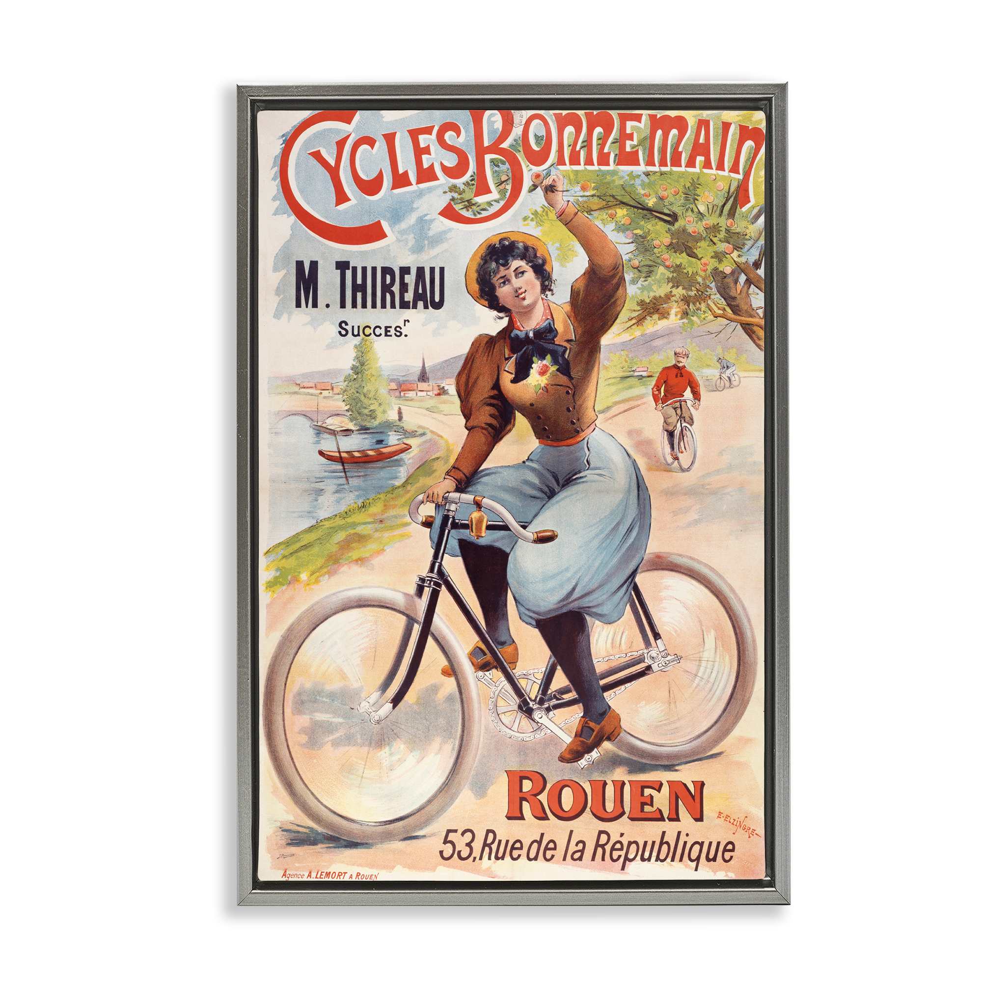 Stupell Industries BT-345-FFL-20X30 Vintage Cycles Bonnemain Gray Framed Floater Canvas Wall Art By Marcus Jules 21 x 31