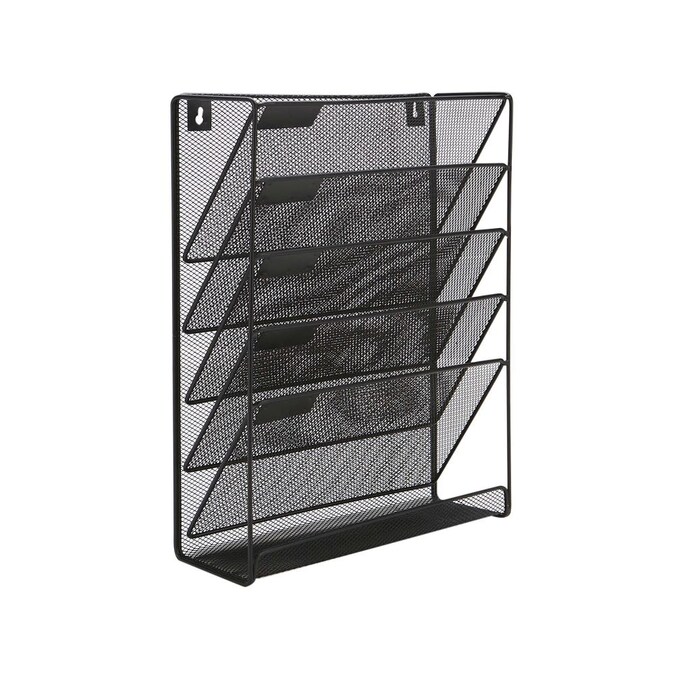 Mind Reader Hanging Wall File Organizer 91 6 Compartment 93 Mounted Vertical Folder And Chart Holder Letters Or Mail Slot Rack With Pencil Note Pad Office Supplies Tray - Mesh Wall Mounted File Holder