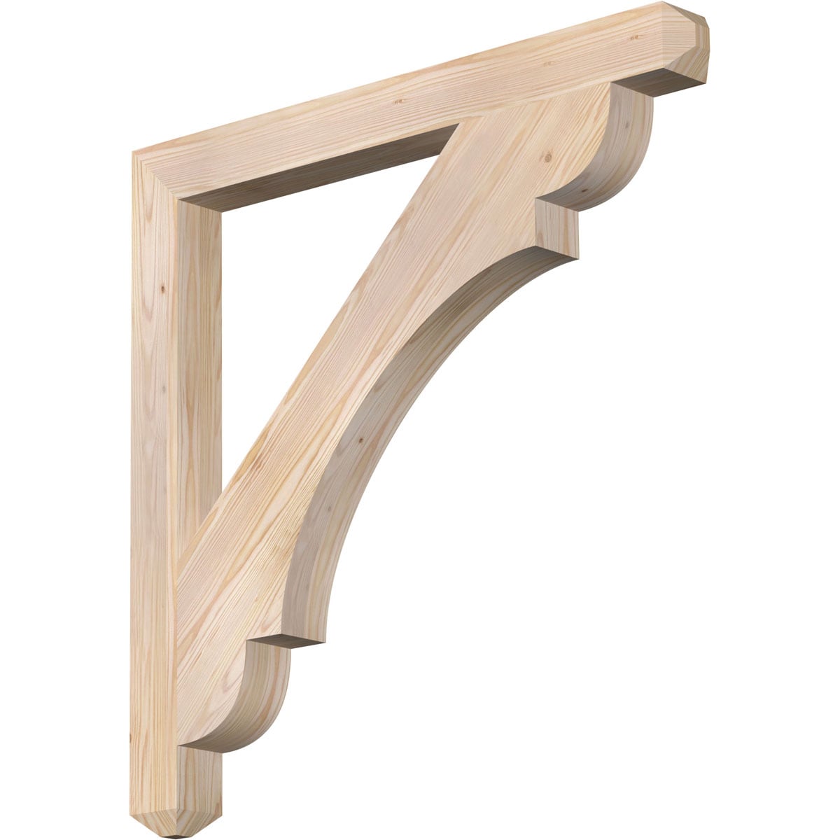 Ekena Millwork BKT04X38X38OLY04SDF Olympic craftsman smooth 3-1/2-in x 38-in x 38-in Douglas fir Brown Wood Standard bracket