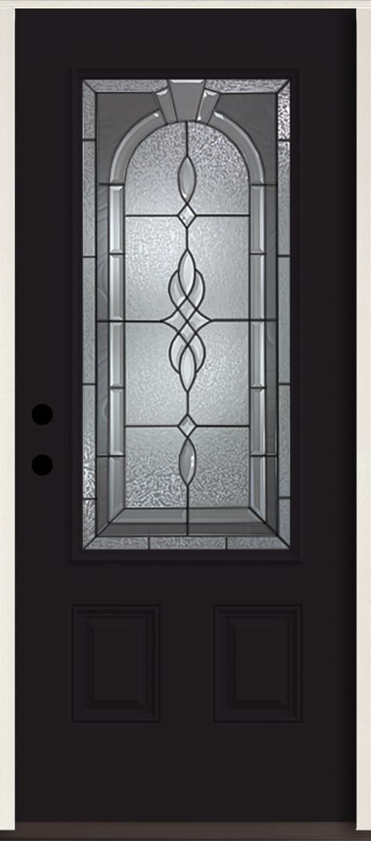 RELIABILT LO963843 Hampton 36-in x 80-in x 4-5/8-in Fiberglass 3/4 lite Right-hand inswing Peppercorn Paint Painted Prehung Front Door Insulating core