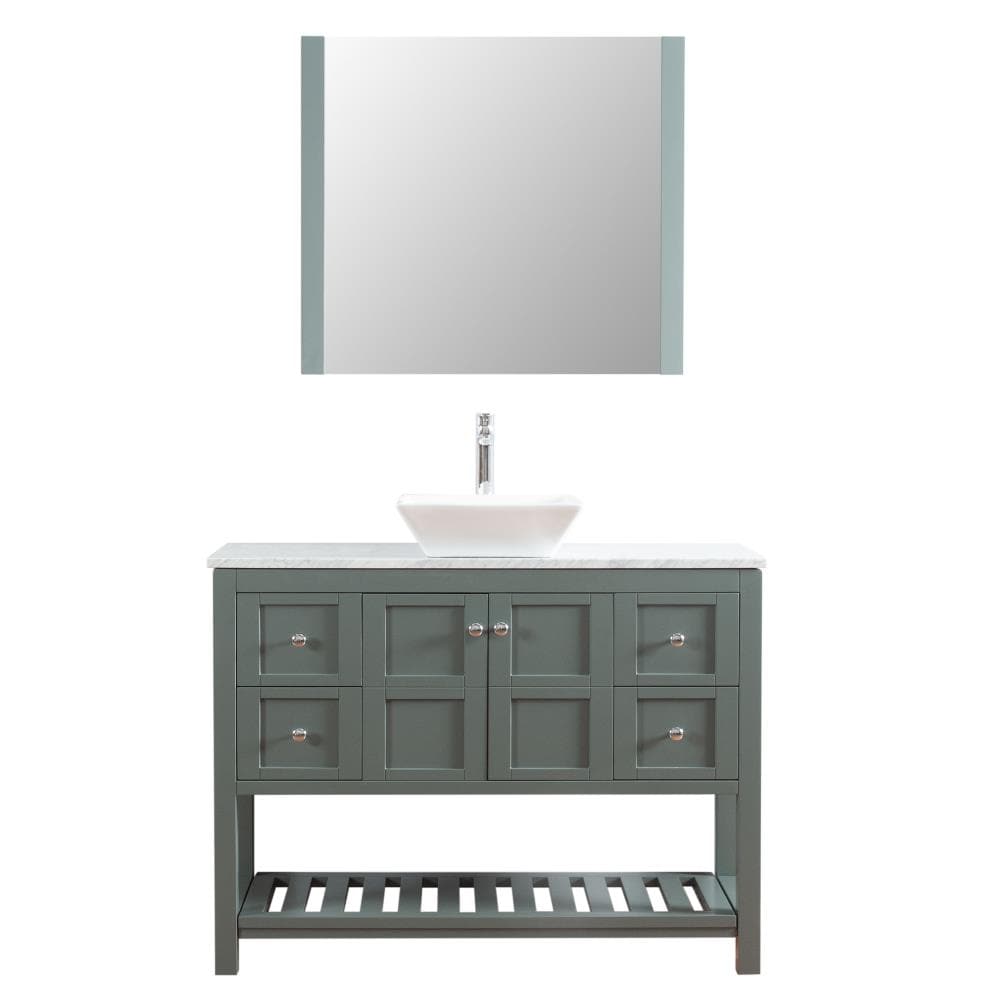 C.L.L Collections MH-48-I-CG Manhattan 48-in Gray Single Sink Bathroom Vanity with White Ceramic Top (Mirror and Faucet Included)