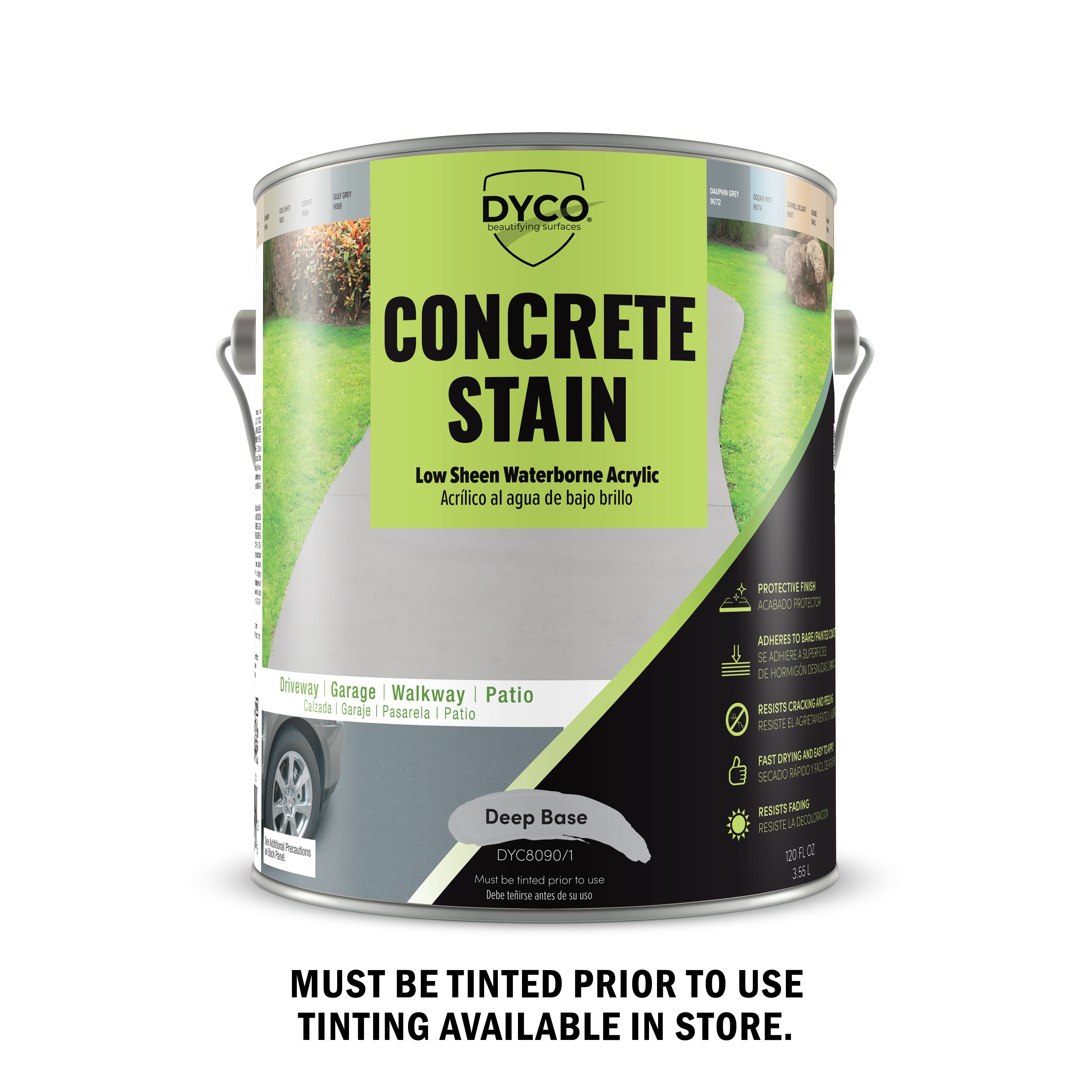Dyco Paints DYC8090/1 Concrete Stain Deep Base Satin Water-based Satin Ready-to-use Concrete stain ( 1-gallon )