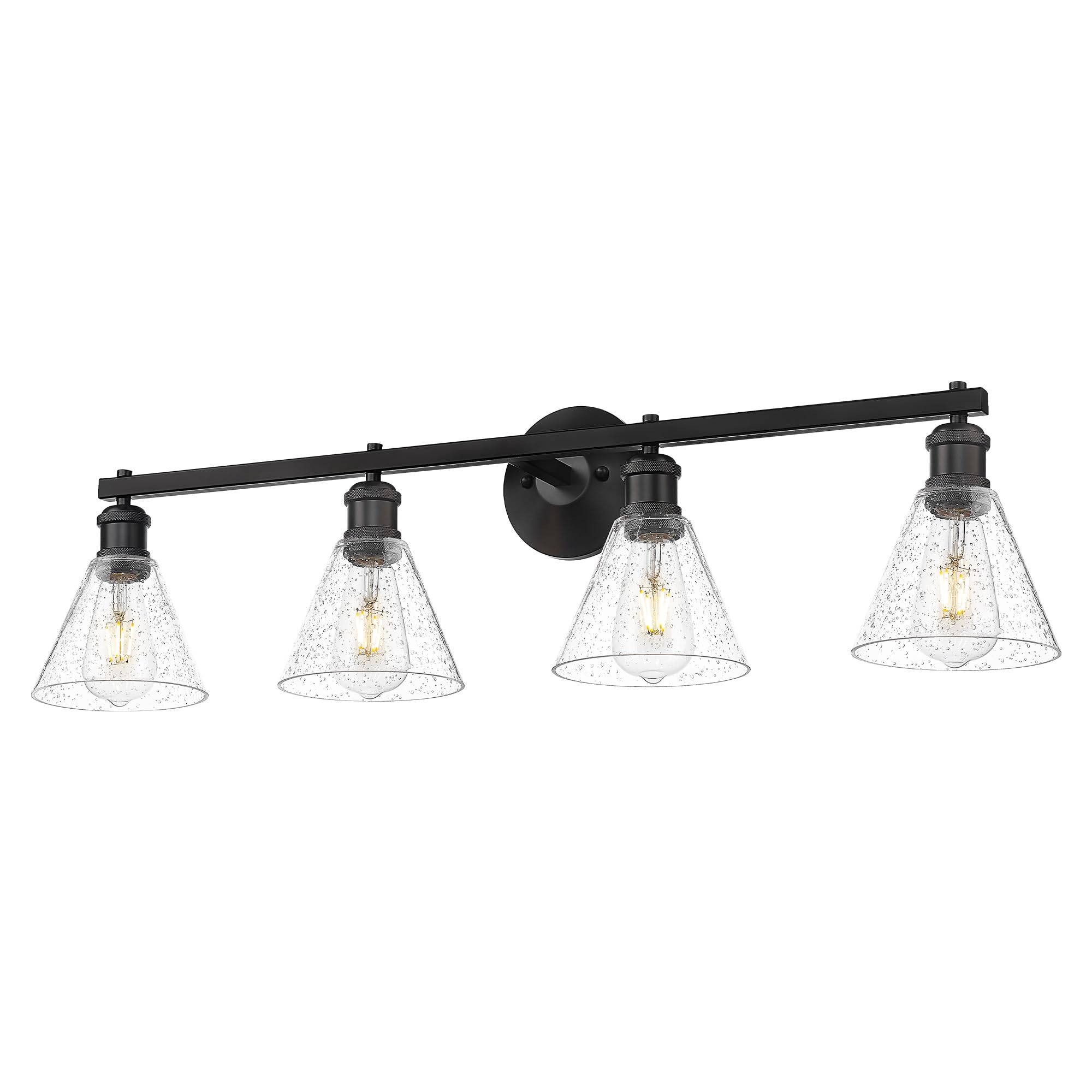 LTMATE LSZS77B-4W BK JAZAVA 35-in 4 -Light Matte Black Farmhouse Vanity light