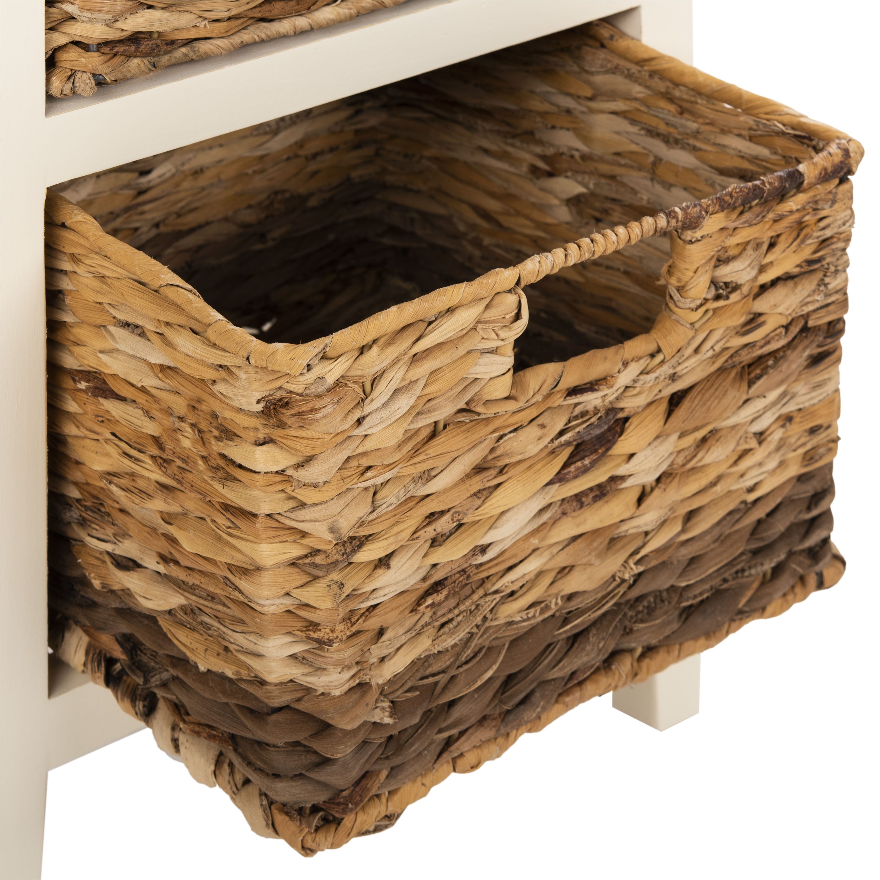 Everly Rectangular White Wood and Metal Side Table with 3 Drawers