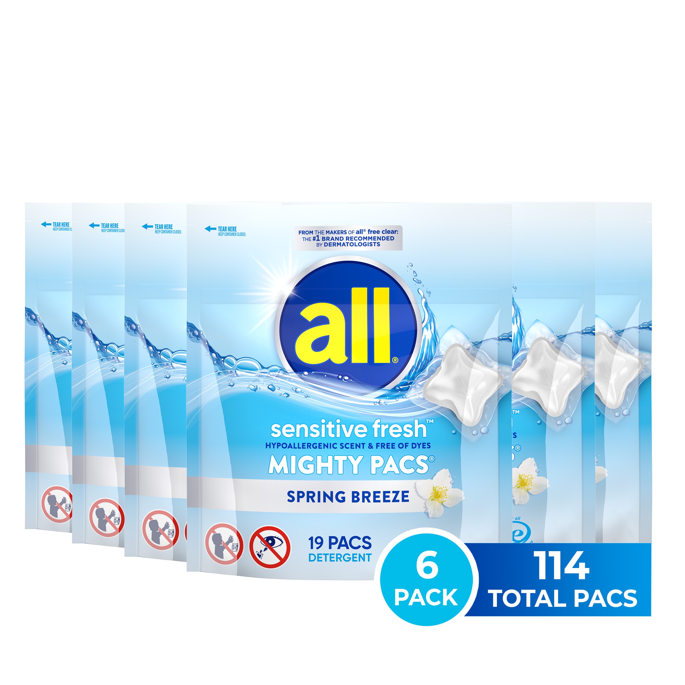 all 2961665 6 -Pack Sensitive Fresh HE Laundry Detergent ( 19 Count )