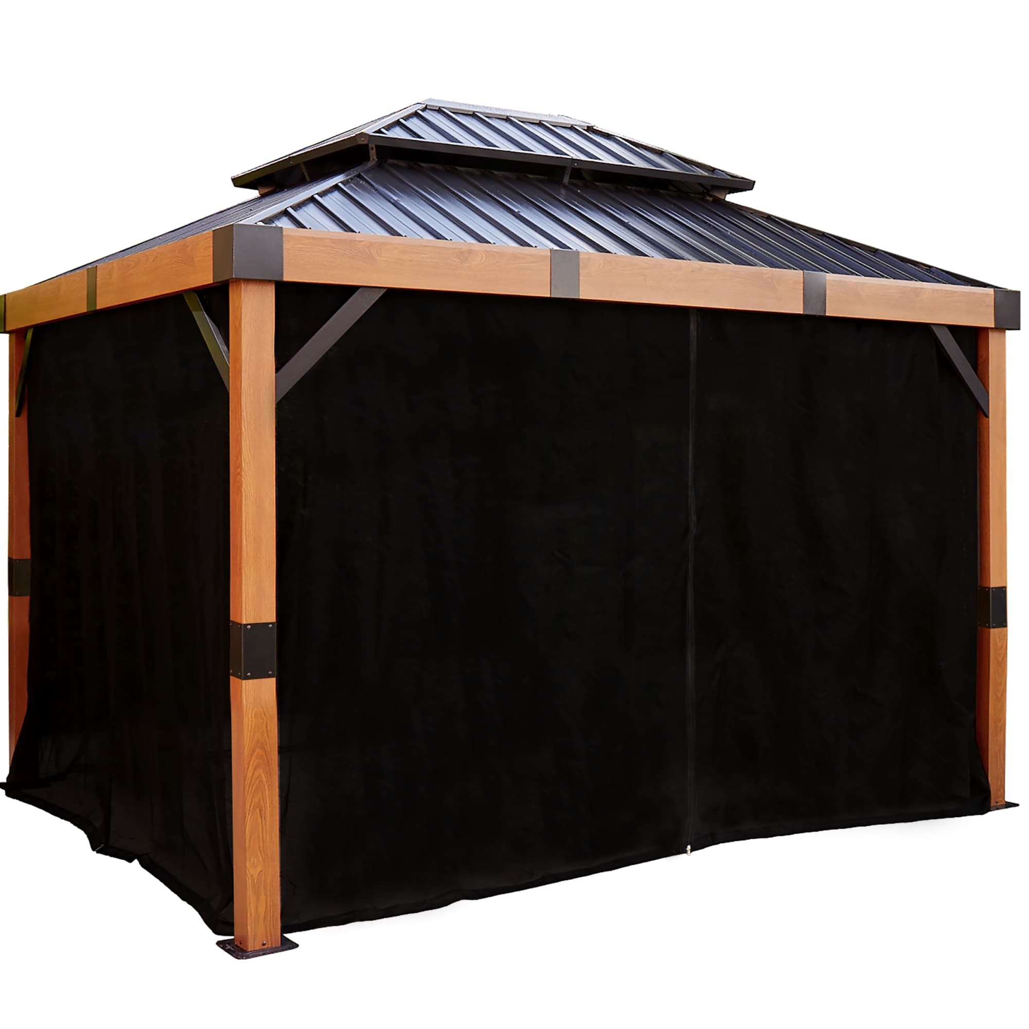 Sojag 10-ft X 12-ft Fontana Square Wood Metal Steel Roof Gazebo With ...