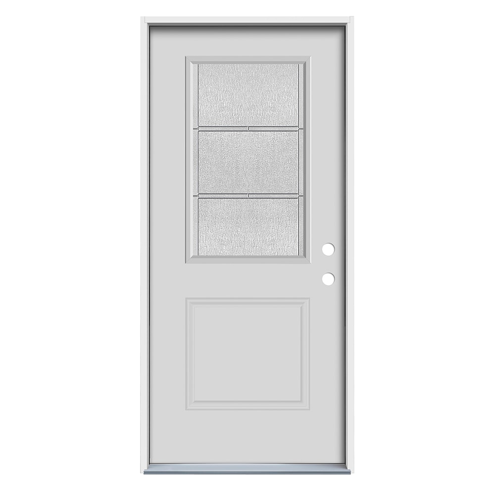 RELIABILT ABS614397 Eastfield 36-in x 80-in x 4-9/16-in Steel Half lite Left-hand inswing Primed Prehung Front Door Insulating core