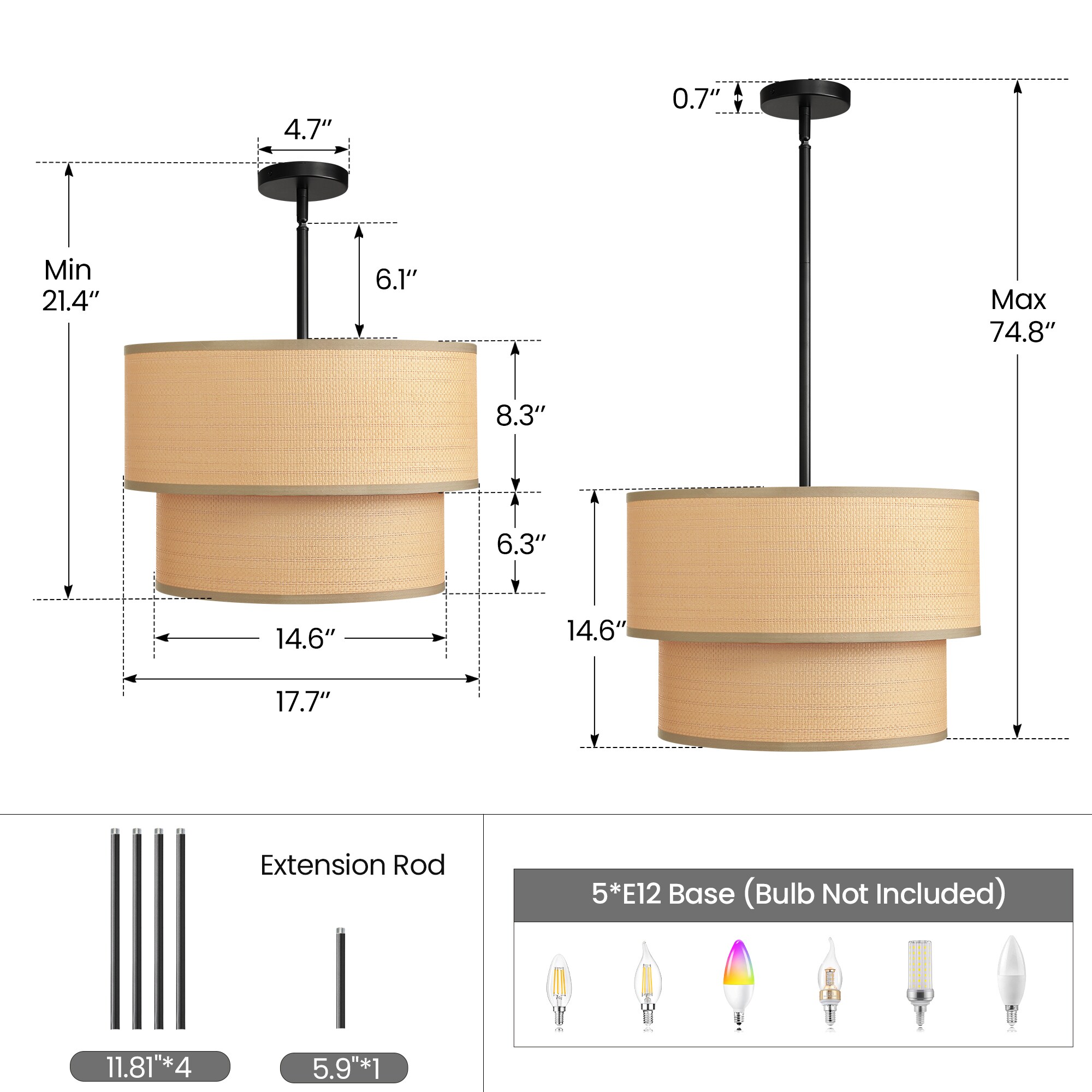 KAISITE 8218PL-05BK-CB Pendant-Lights - View #11