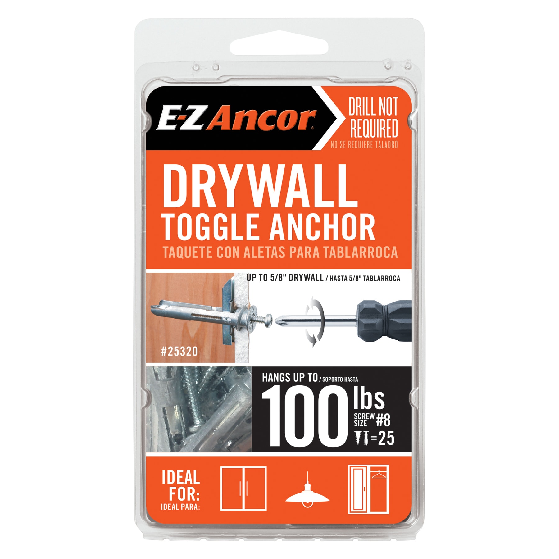 E-Z Ancor 100-lb 5/8-in x 2-1/2-in Drywall Anchors with Screws Included (25-Pack)  in the Anchors department at
