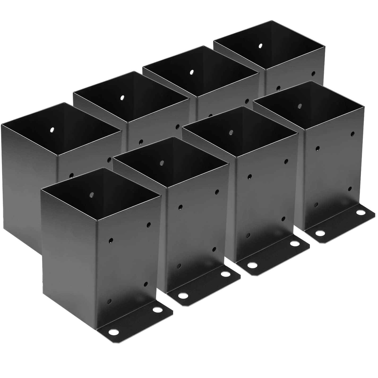 Afoxsos  4 x 4 Post Base 8 pcs Heavy Duty Metal Black Powder Coated Deck Post Brackets for Deck Railing and Pavilion Support Includes Screws and