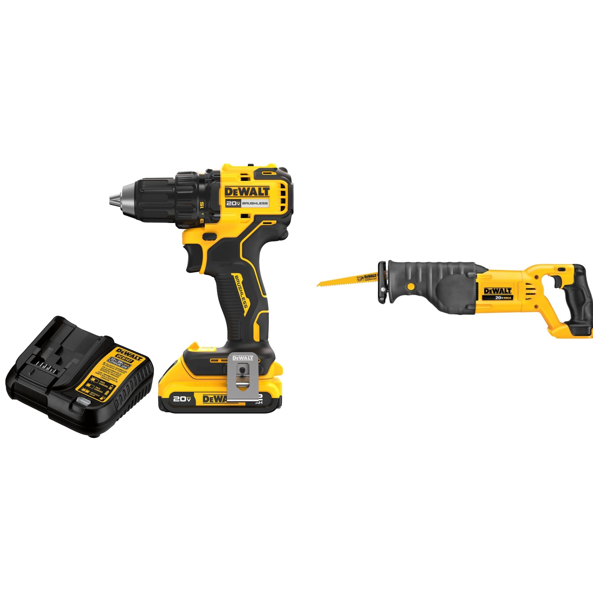   20-volt Max 1/2-in Keyless Brushless Cordless Drill & 20-volt Max Variable Speed Cordless Reciprocating Saw