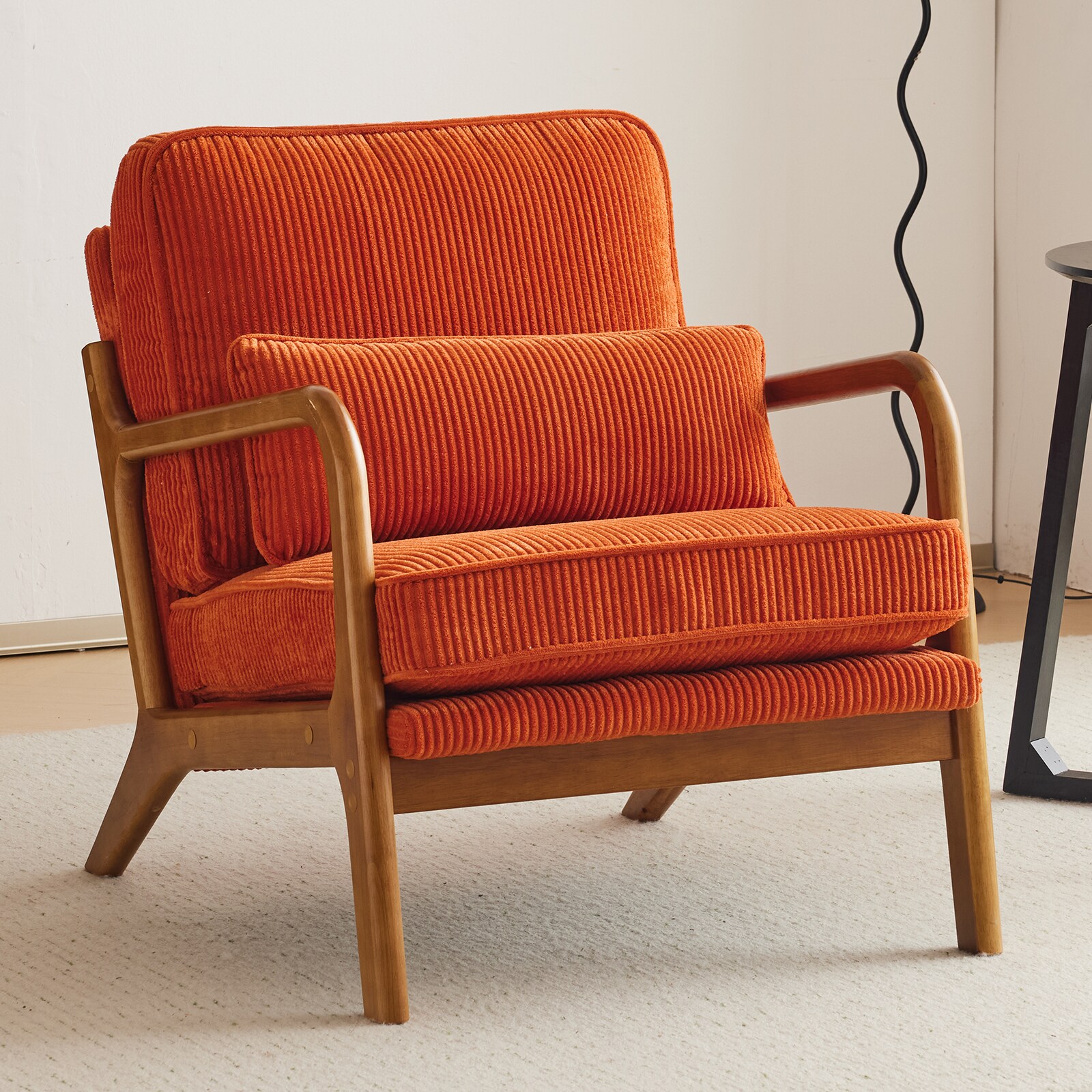 Outopee LO1G98000165 2 Casual Orange Corduroy Accent Chair