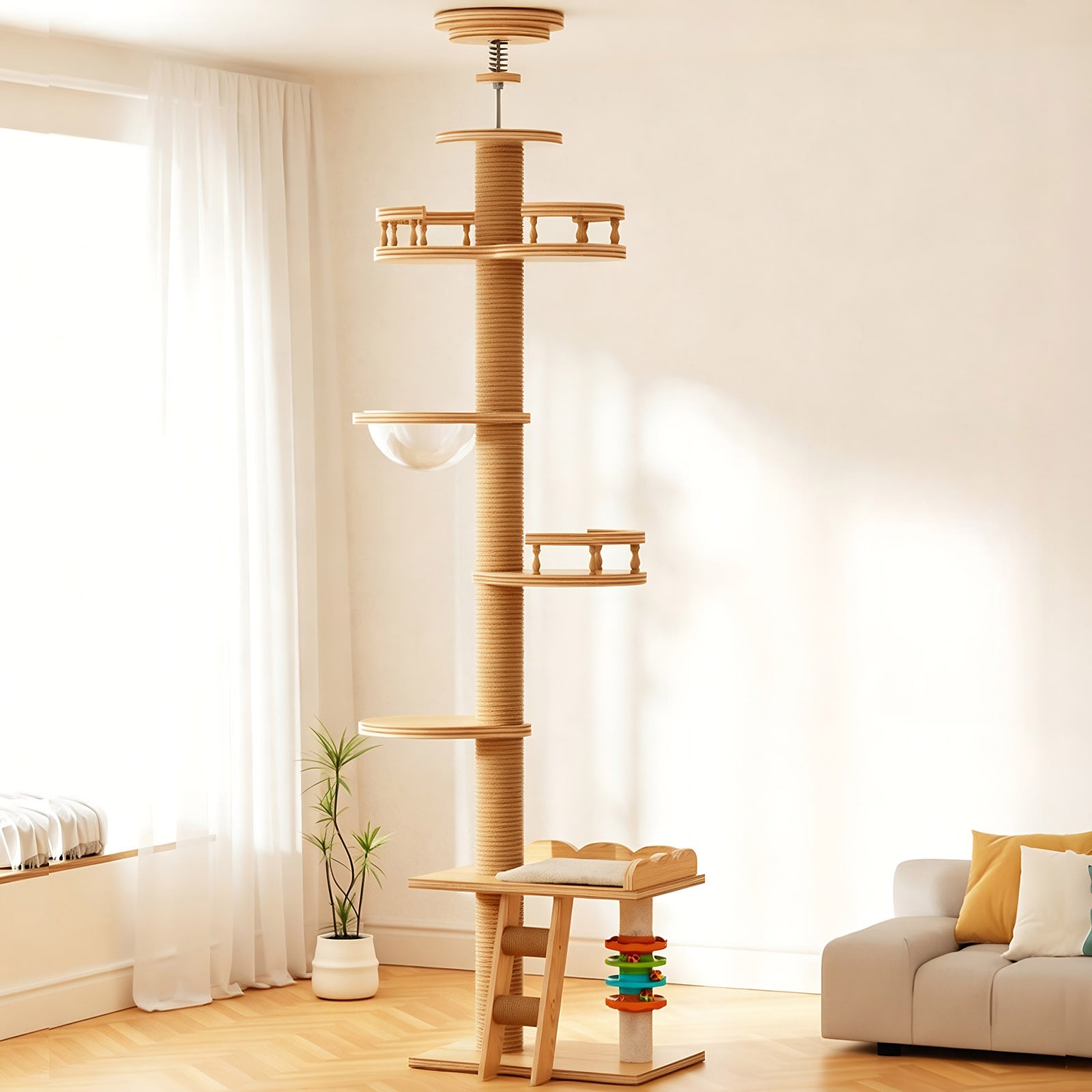 GZMR - 110.2-in x 23.6-in Brown Cat Tree