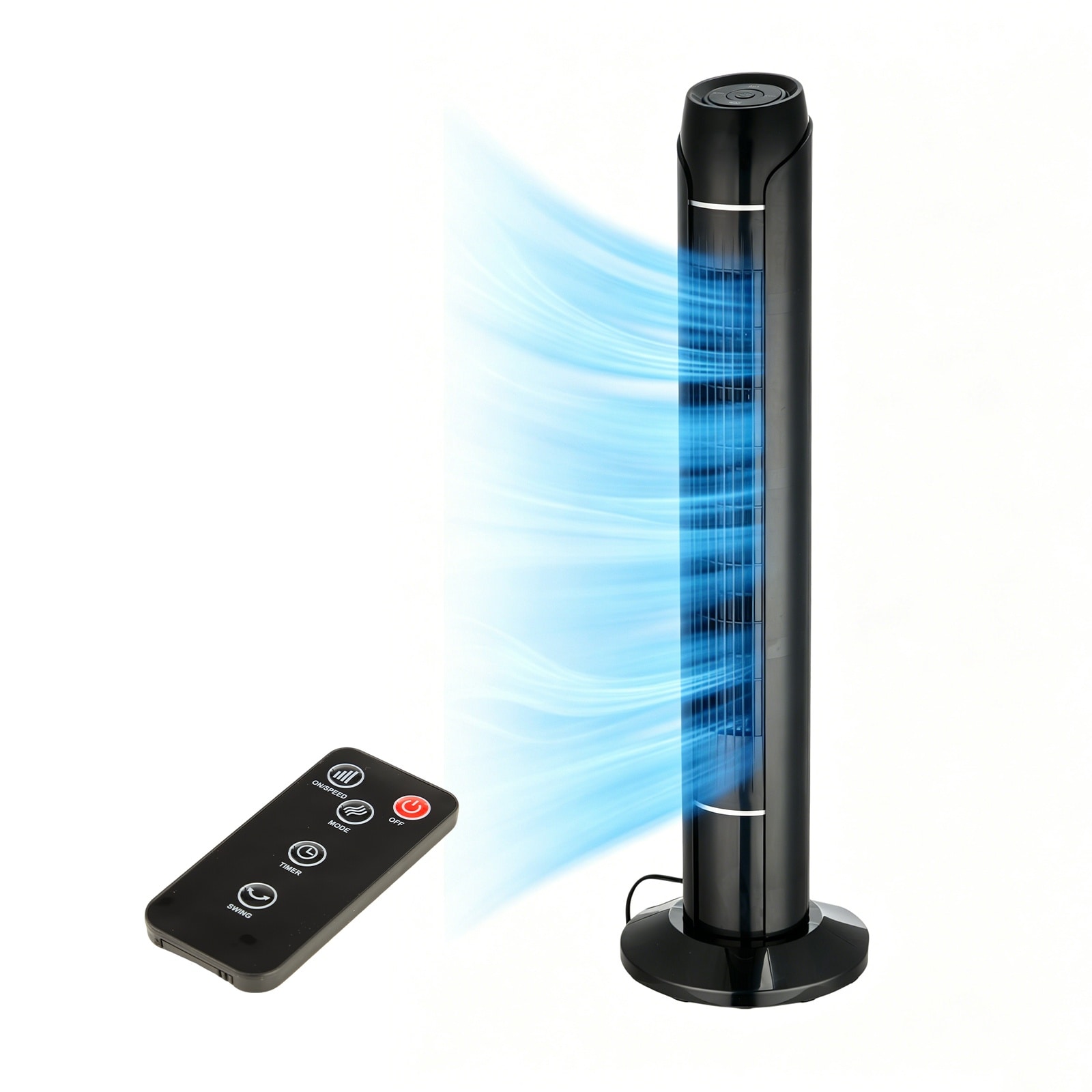 IdealHouse Tower Fan with Upgraded DC Motor 56dB Quiet 36 in Floor Fan for Bedroom 18ft/s Airflow 60 Degrees Oscillating Standing Fan with Remote and Touch Screen 3 Speeds 4 Modes black