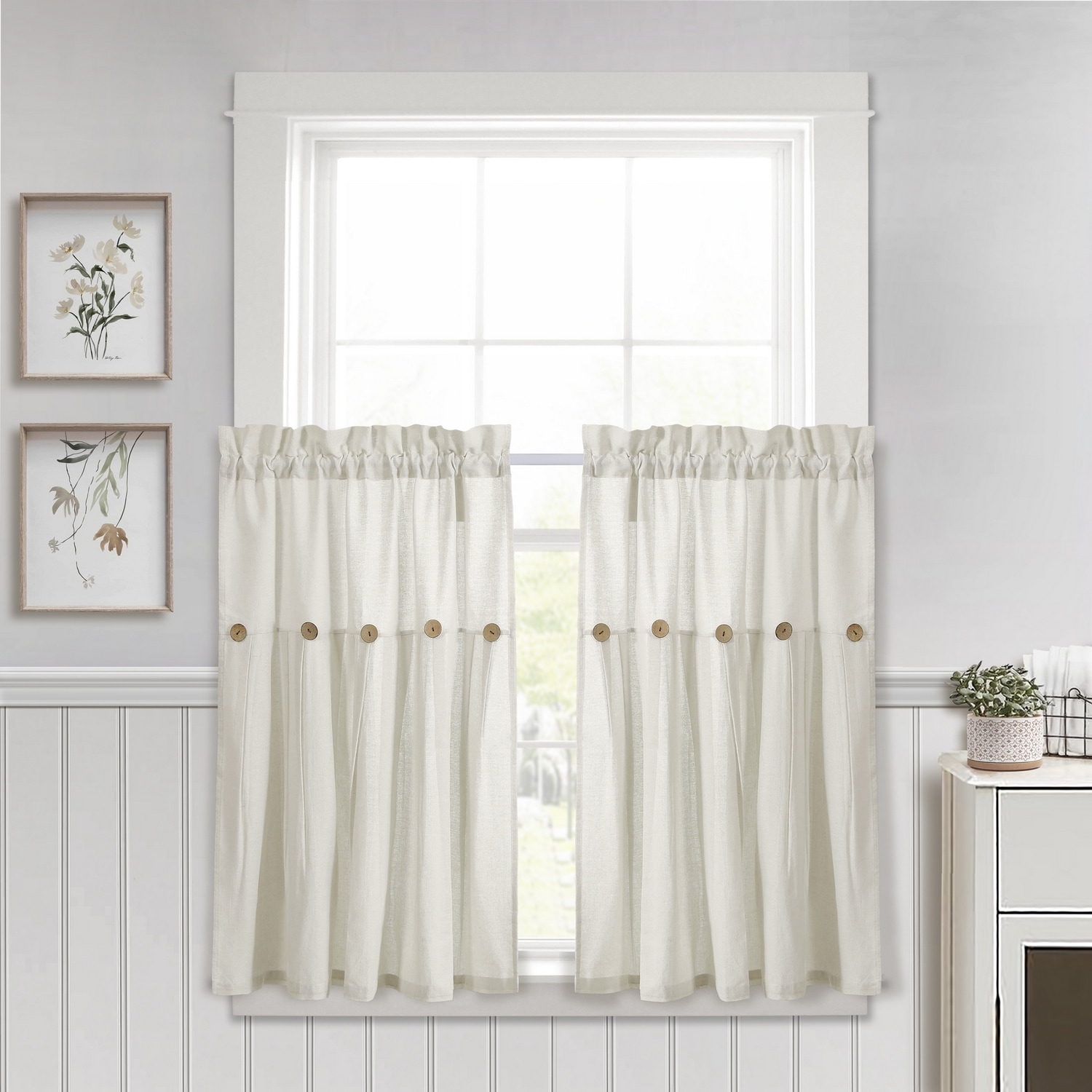 Lush Decor 21T010413 29-Inches OffWhite Rod pocket Curtain panel pair