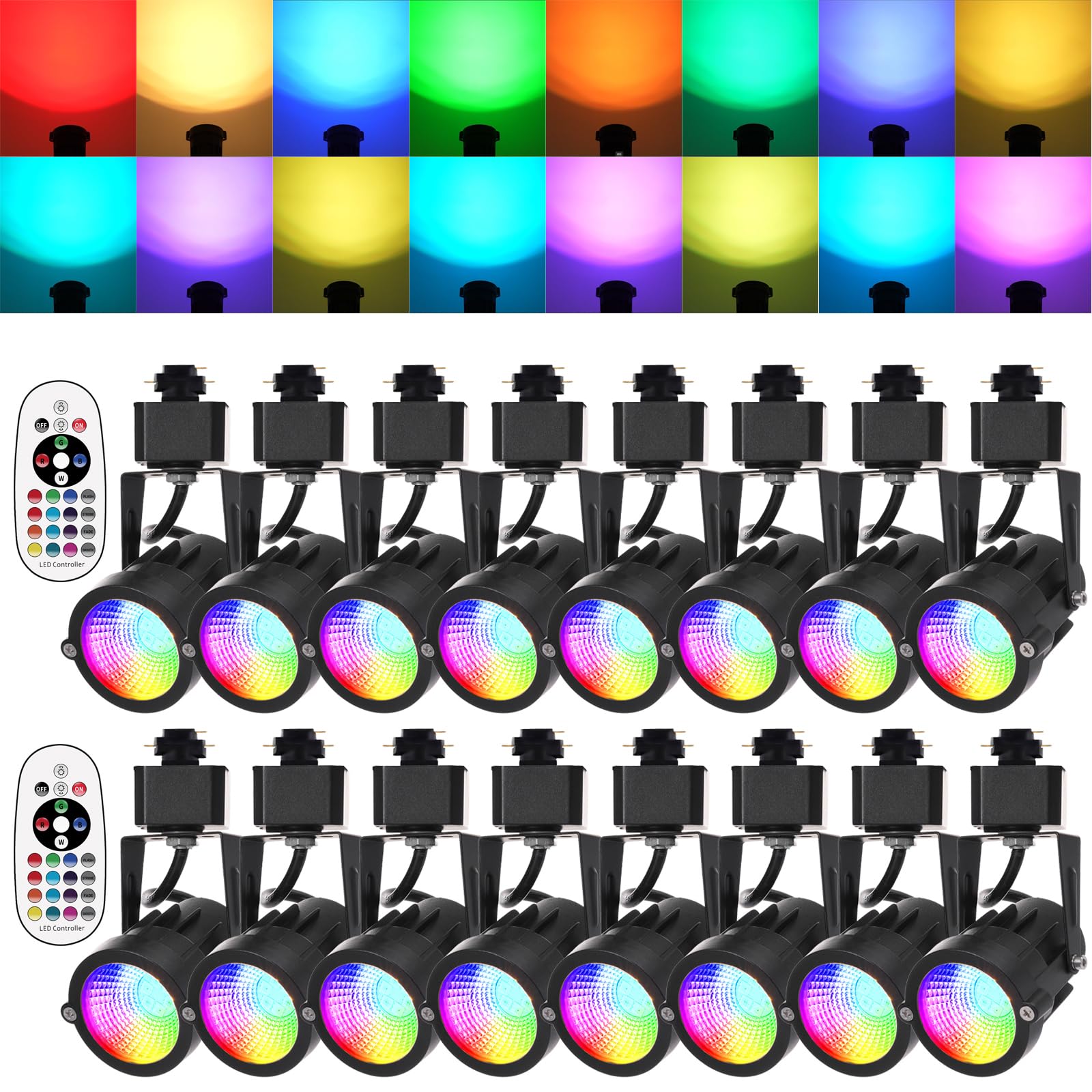 AOIZGMY  RGBW Track Lighting Heads 12W Multicolor Remote LED Track Lights Fixtures for Accent Retail Kitchen Artwork 120V Linear Track Light H