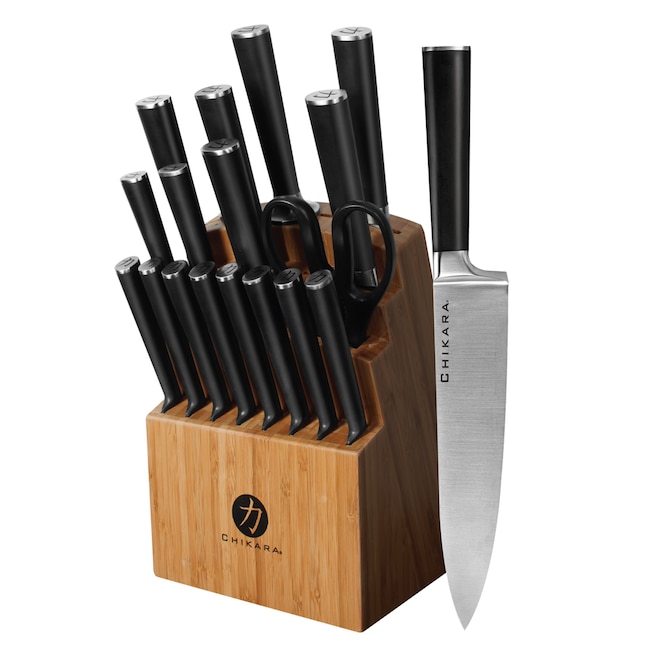 Ginsu Chikara Series 19 Piece Knife Set in Bamboo Block - Includes Chef,  Slicer, Bread, Santoku, Cleaver, Boning, Utility, Paring Knives, Shears in  the Cutlery department at