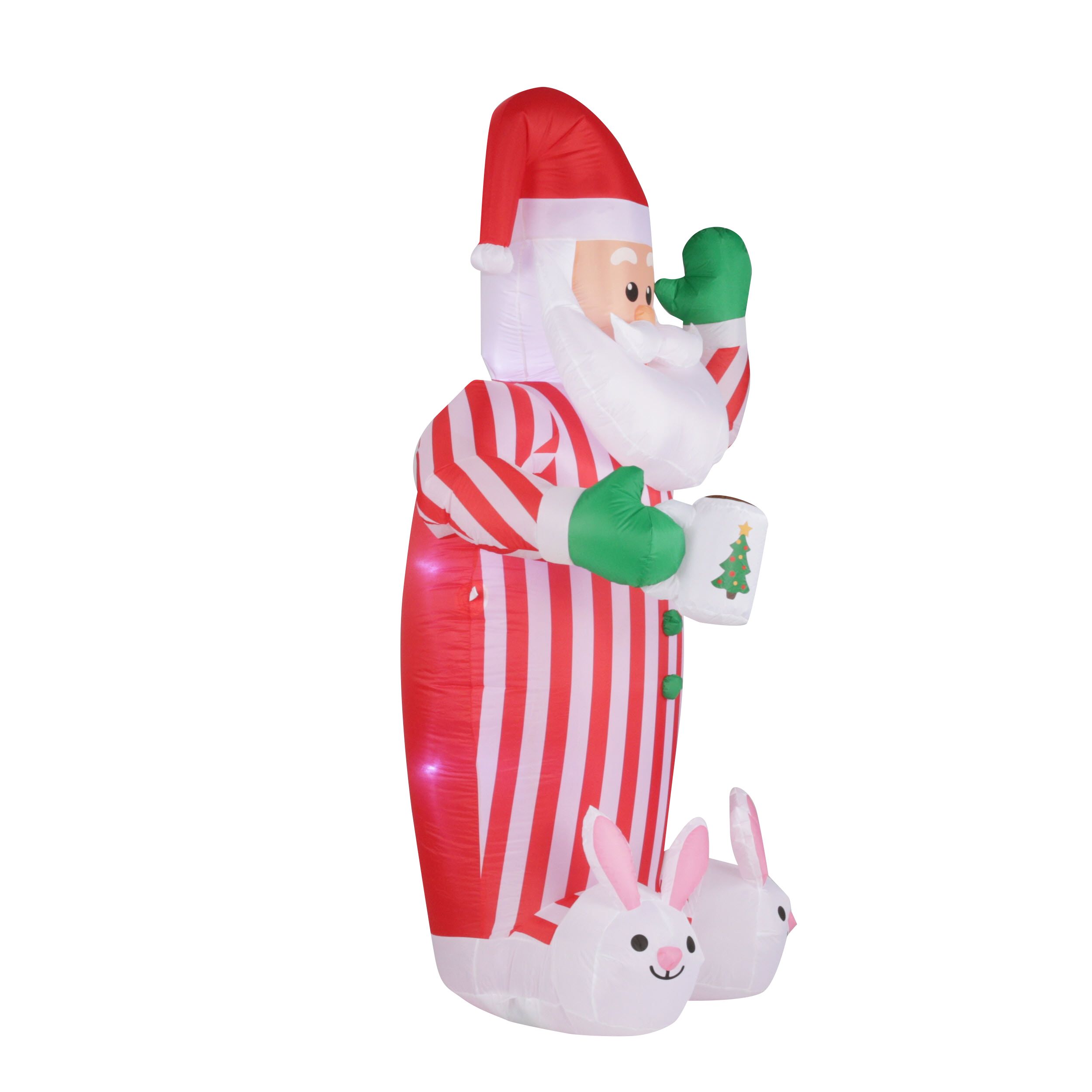 inflatable santa with bunny slippers