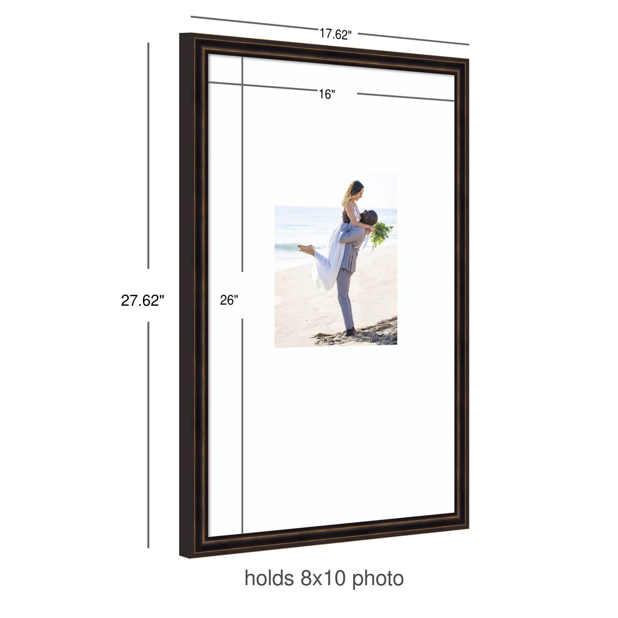Amanti Art Picture Frame 16x26 Matted to 8x10 Dark Bronze Scoop Wood ...