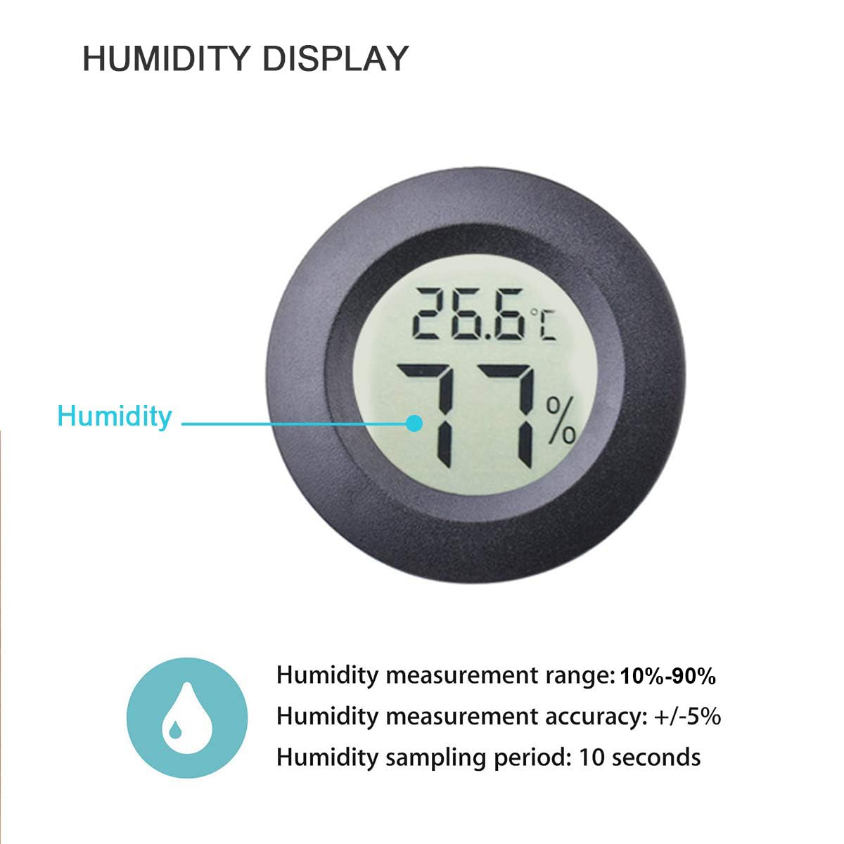 ITOPFOX Mini Hygrometer Thermometer Indoor Outdoor Round Humidity Meter ...