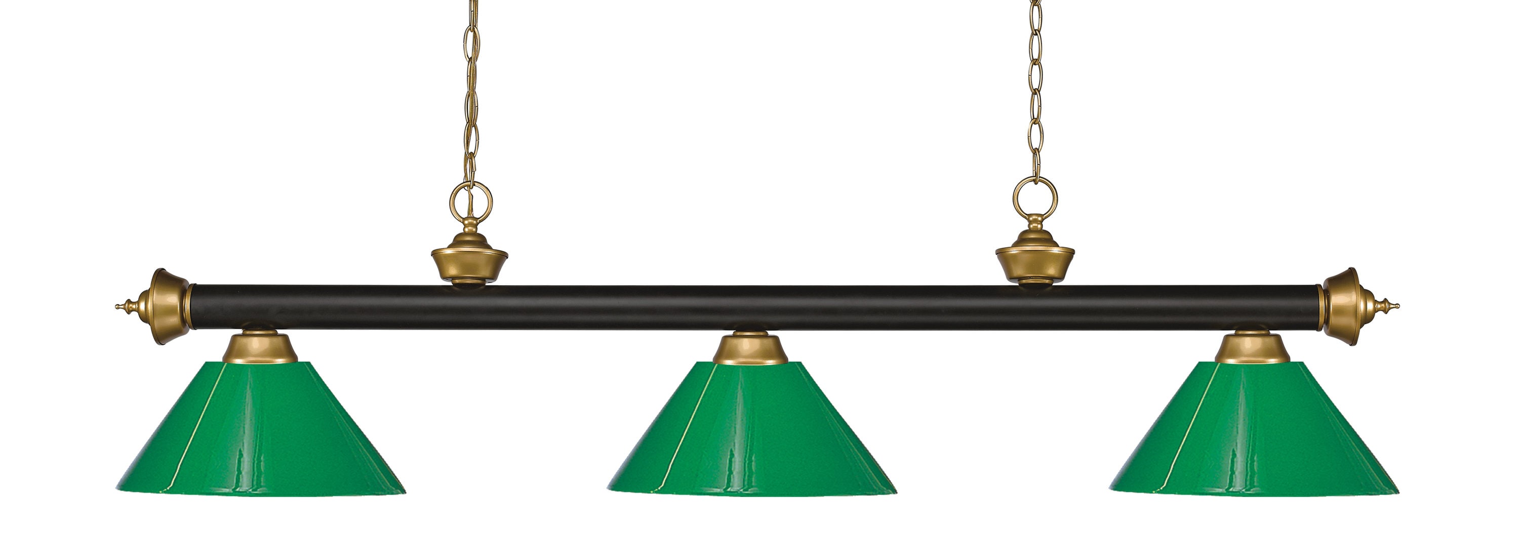 Z-Lite 200-3BRZ+SG-PGR Riviera Bronze + Satin Gold Incandescent Medium base (E-26) Pool Table Lighting