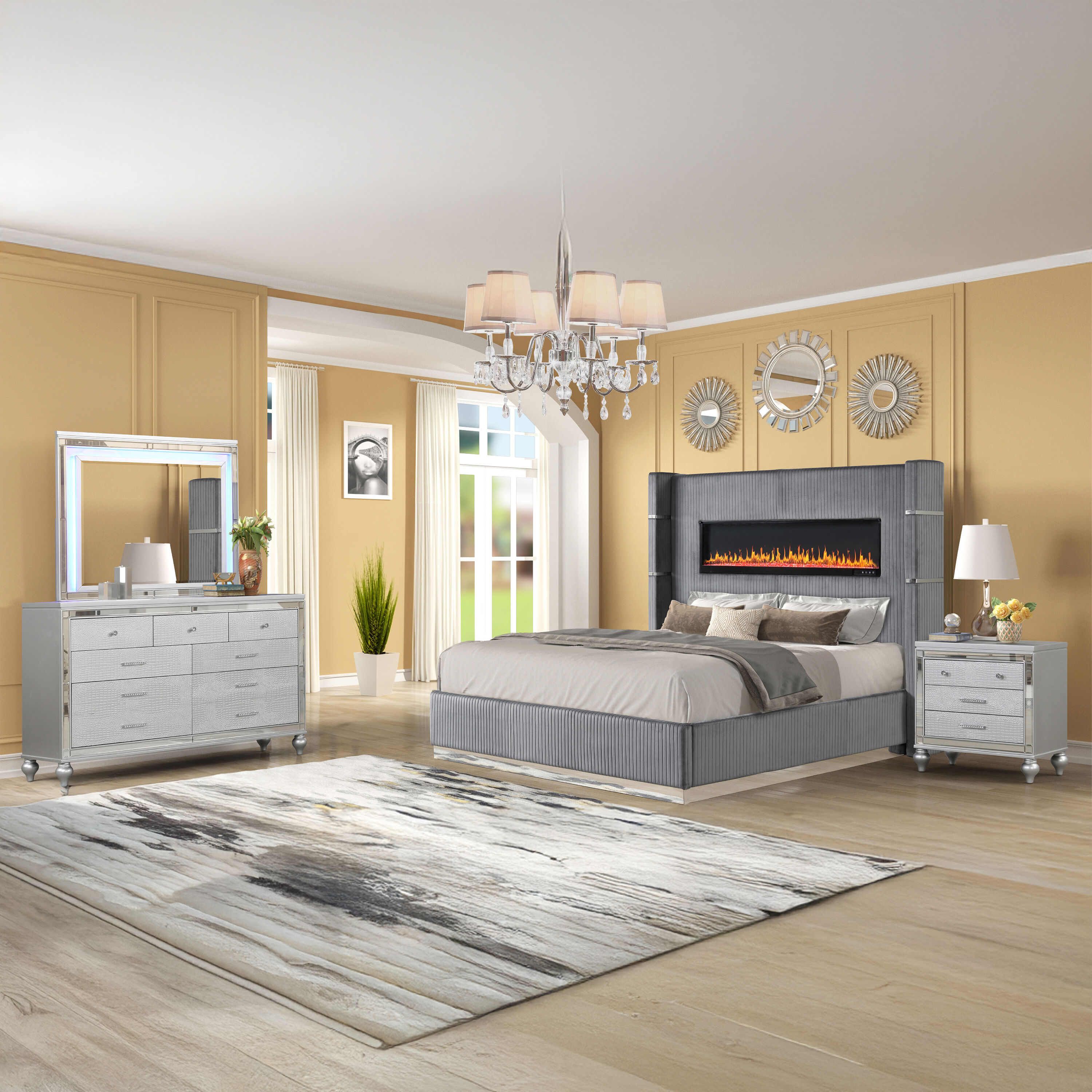 Galaxy 698781269503 Lizelle Gray Queen Bedroom Set