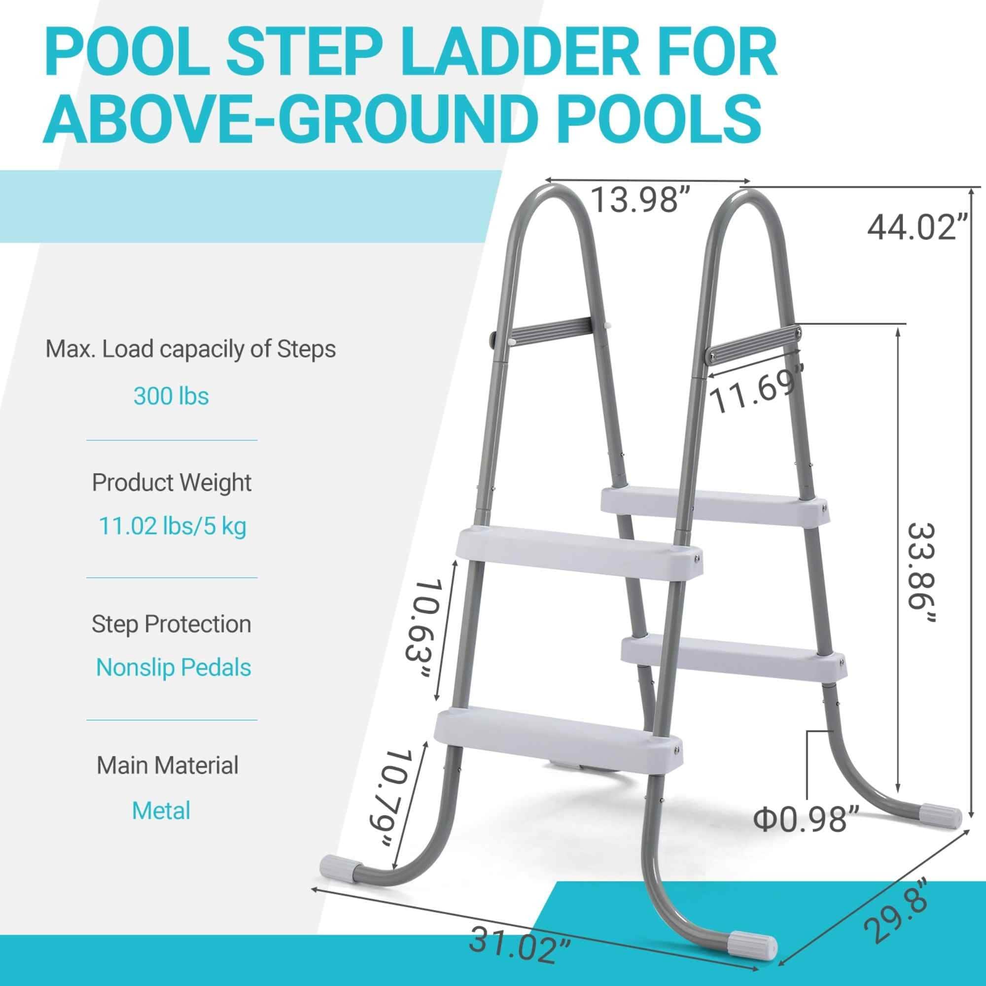 Wudkey L4-CO7I0S Above-Ground-Pool-Lad-Steps - View #2