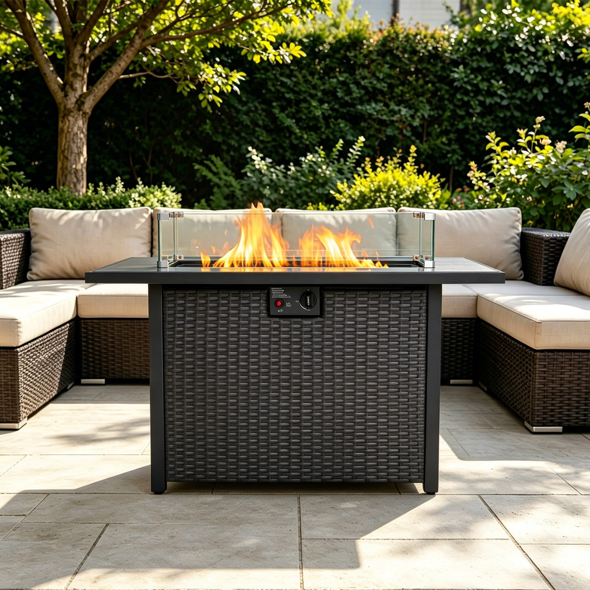 VELMONT INC 44 Inch 50000 BTU Propane Fire Pit Table 2 in 1 Rectangular ...