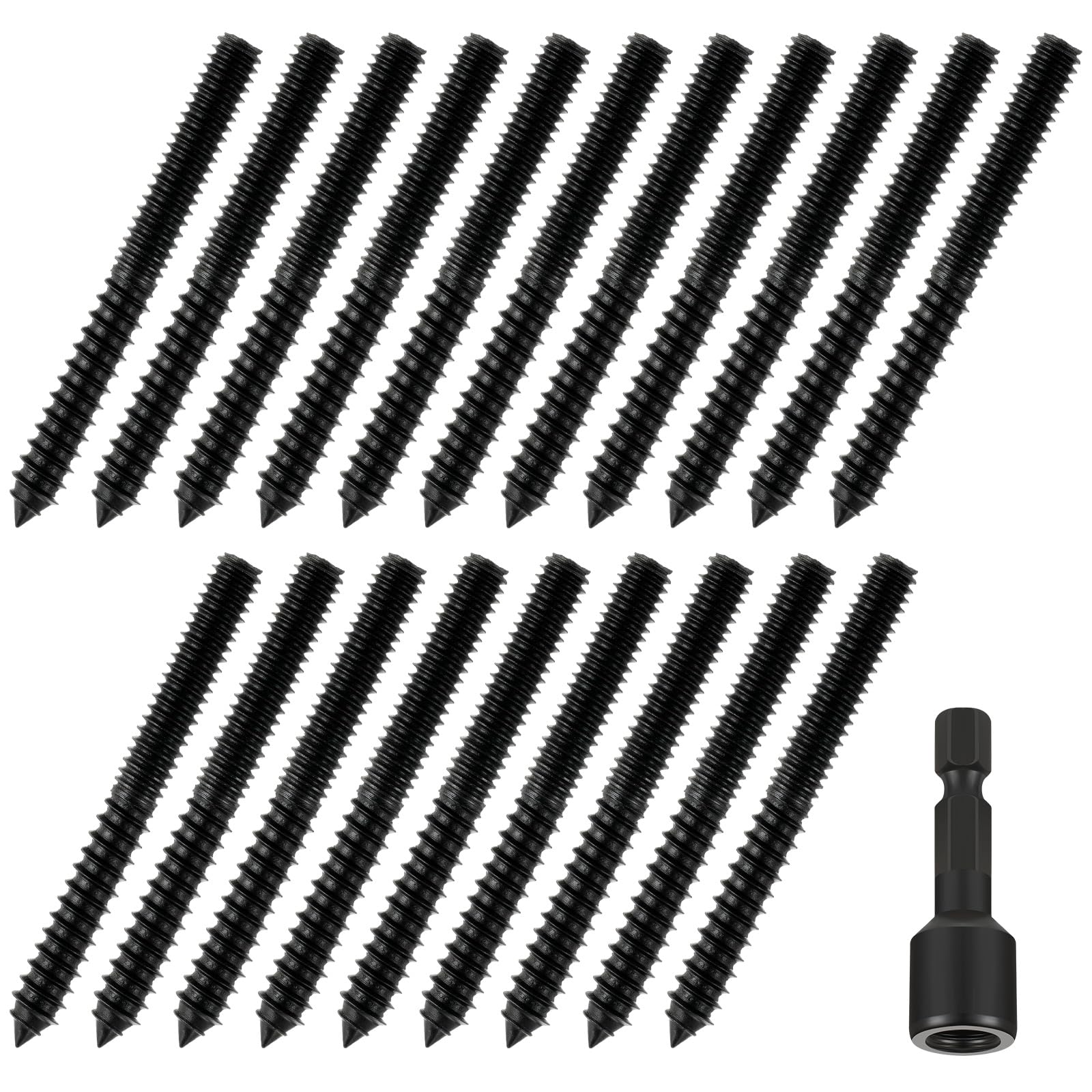 JOWEI 20 Pack 5/16-18 by 3 Inch Hanger Bolts Double Headed Bolts with ...