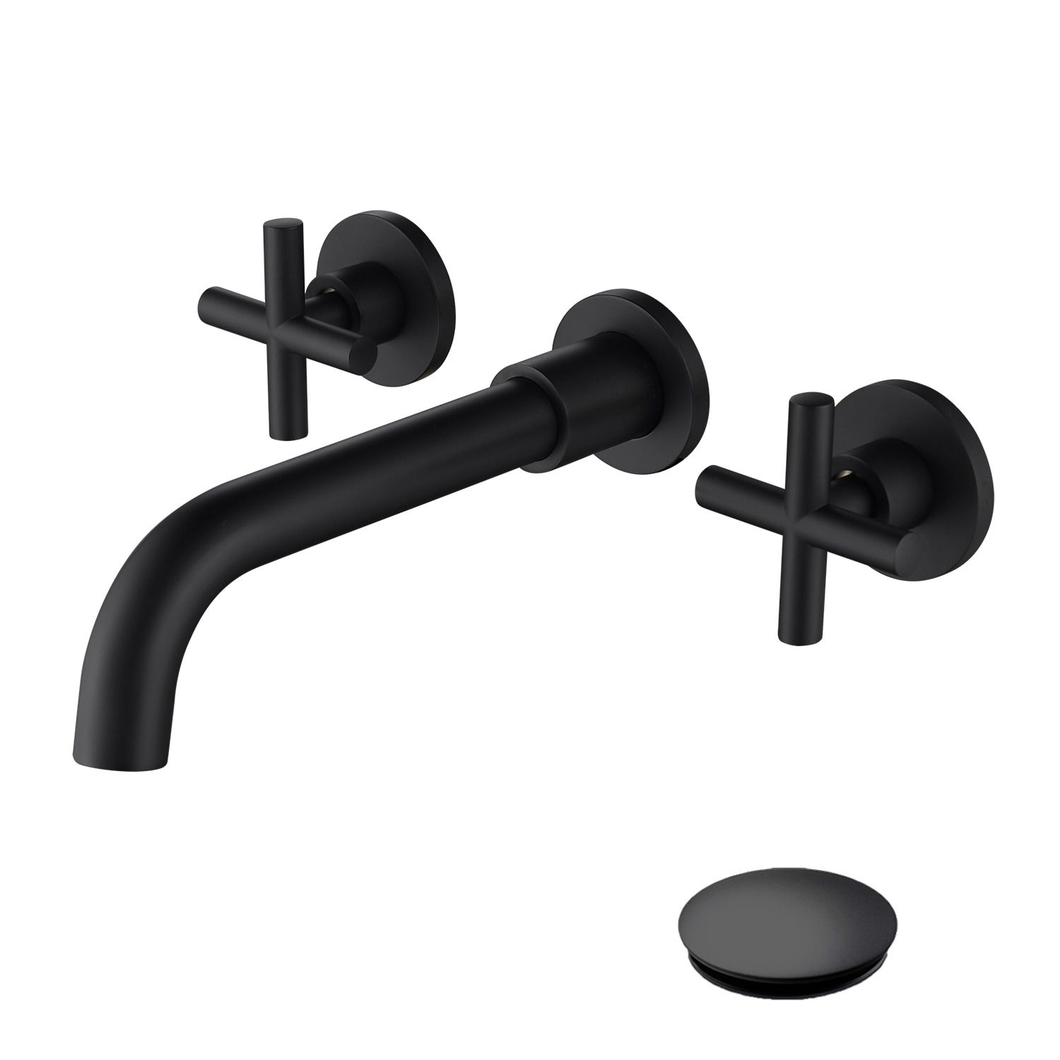 LUXEYARD - Wall Mounted Bathroom Sink Faucet with Pop-Up Drain (No Overflow)