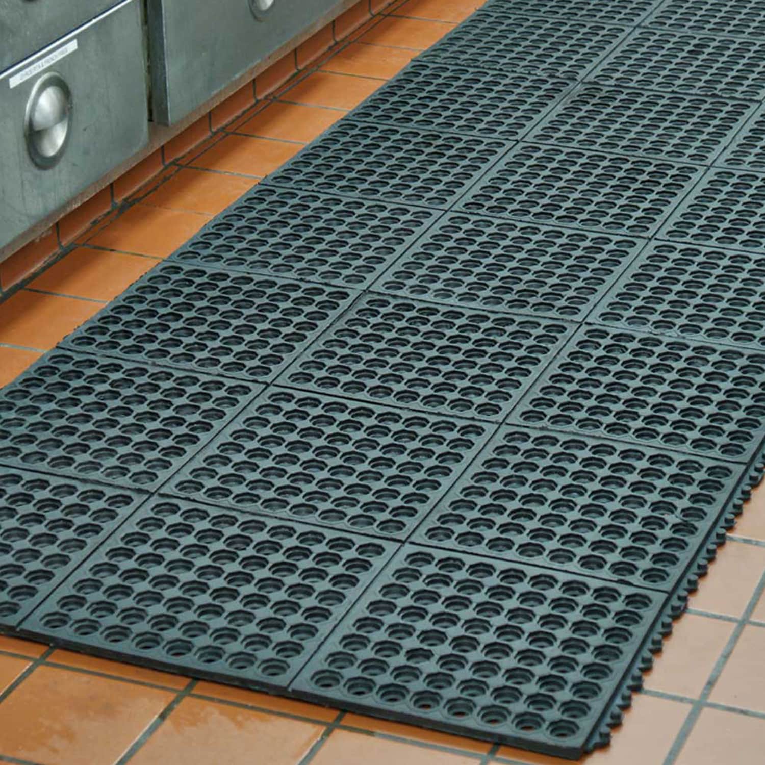 Rubber-Cal Kitchen Mat Anti-Slip Grease-Proof Chef Mats - 3/8 in x 3 ft x  5 ft - Black Rubber Mat 03-181