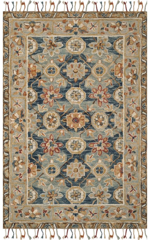 Safavieh APN110A-6 Aspen Regina 6 x 9 (ft) Tufted Wool Gray/Navy Rectangular Indoor Floral/Botanical Vintage Area rug